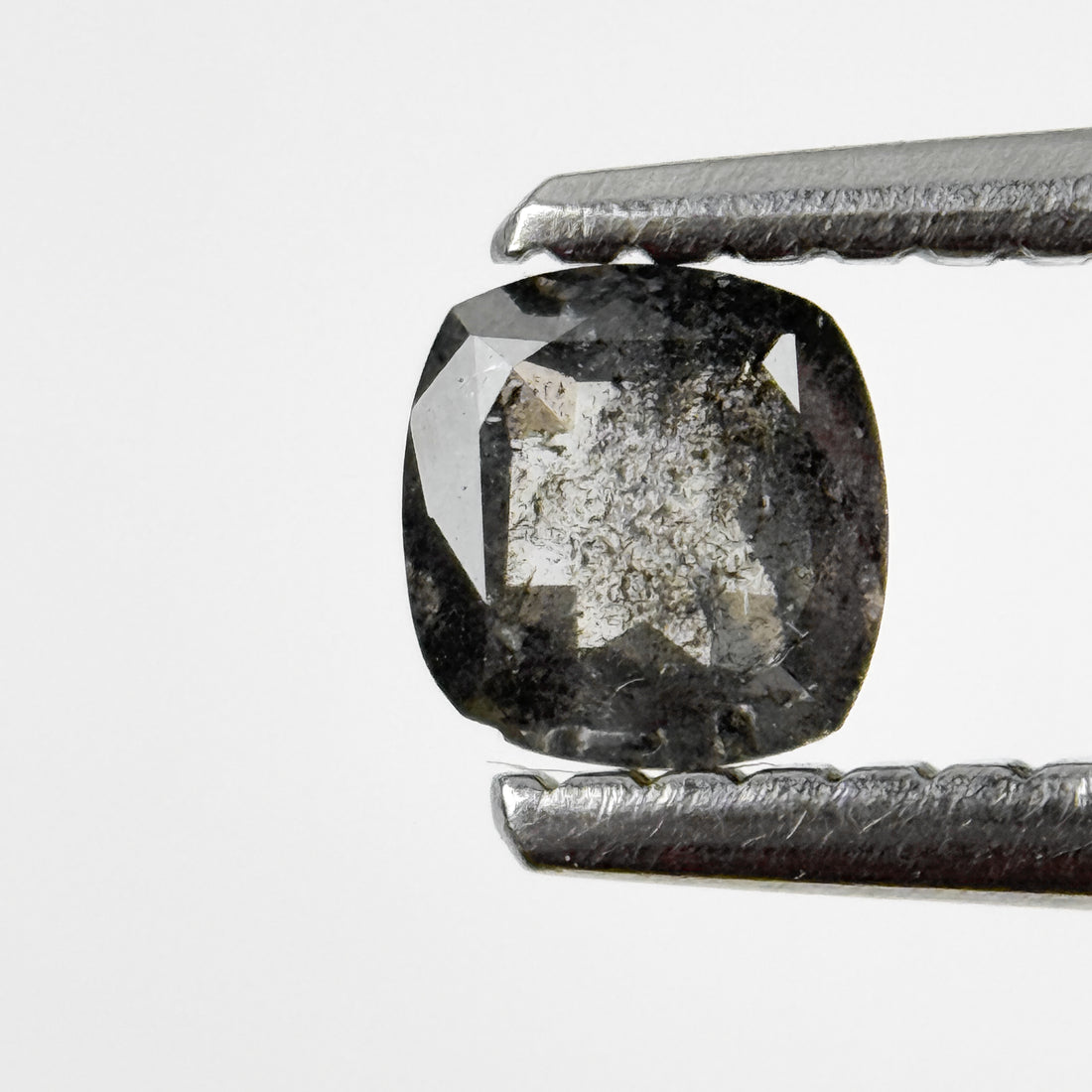 0.37 Ct Cushion Rose Cut Grey Natural Salt and Pepper Diamond