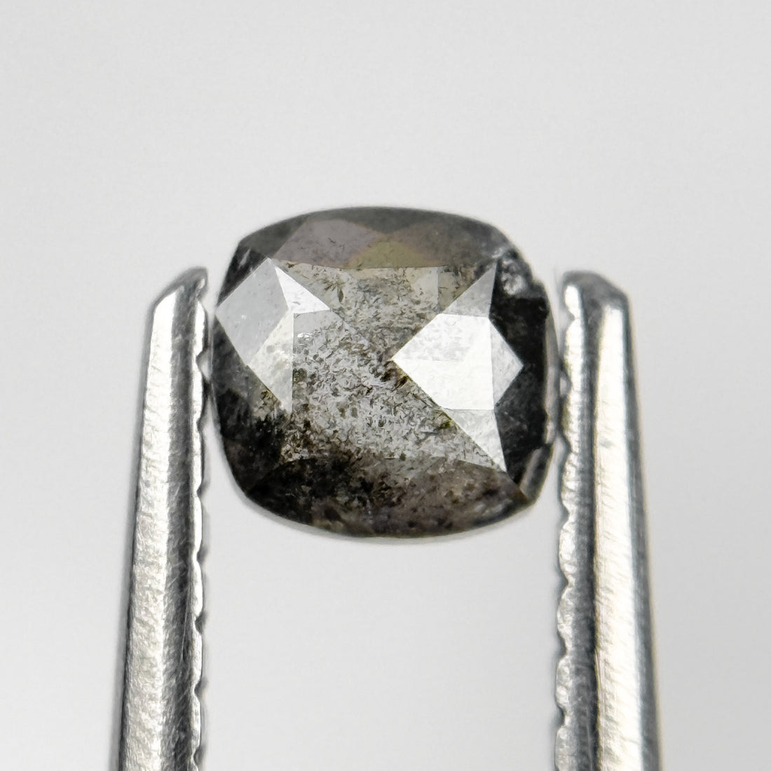 0.37 Ct Cushion Rose Cut Grey Natural Salt and Pepper Diamond