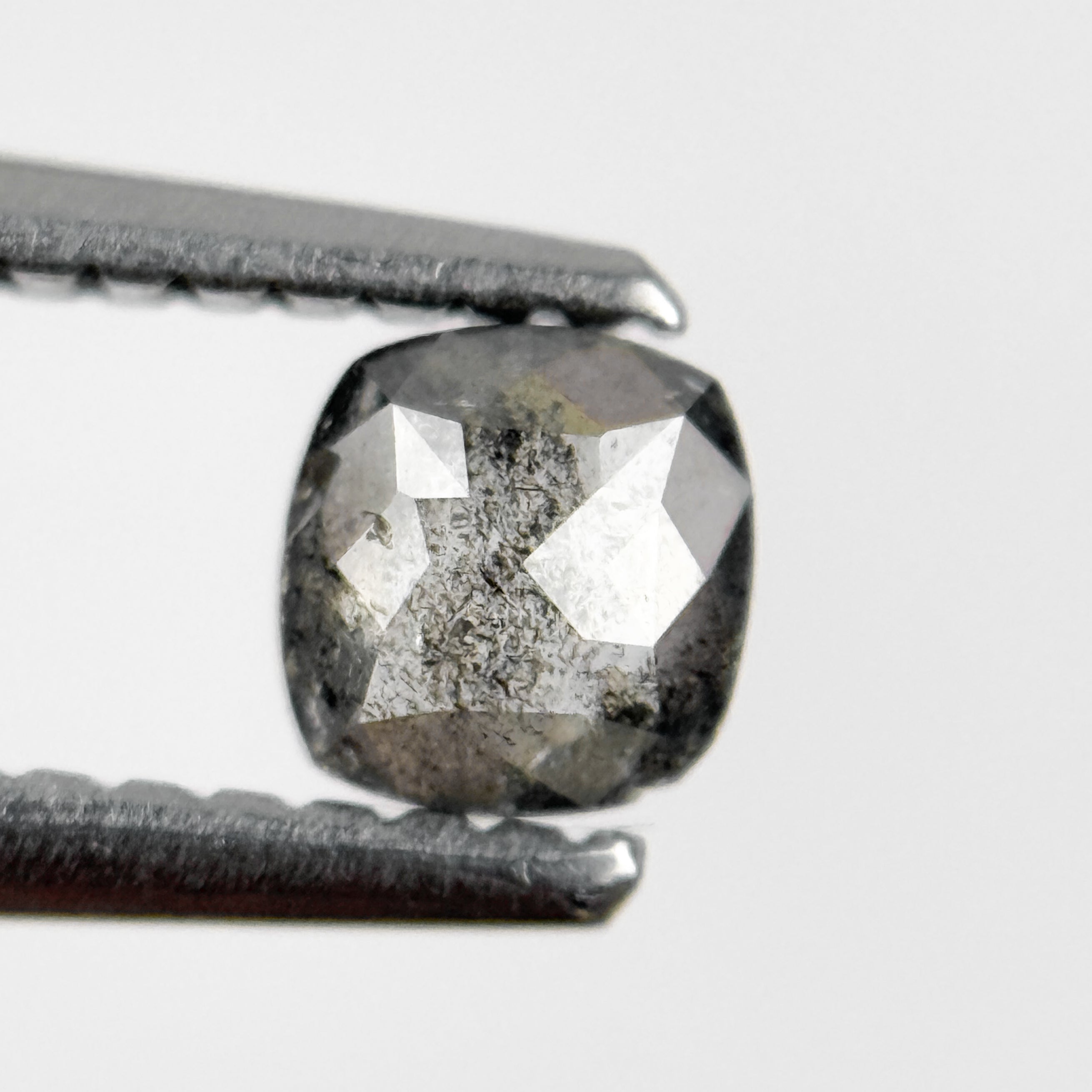 0.37 Ct Cushion Rose Cut Grey Natural Salt and Pepper Diamond