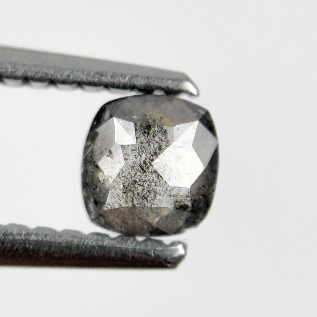 0.37 Ct Cushion Rose Cut Grey Natural Salt and Pepper Diamond