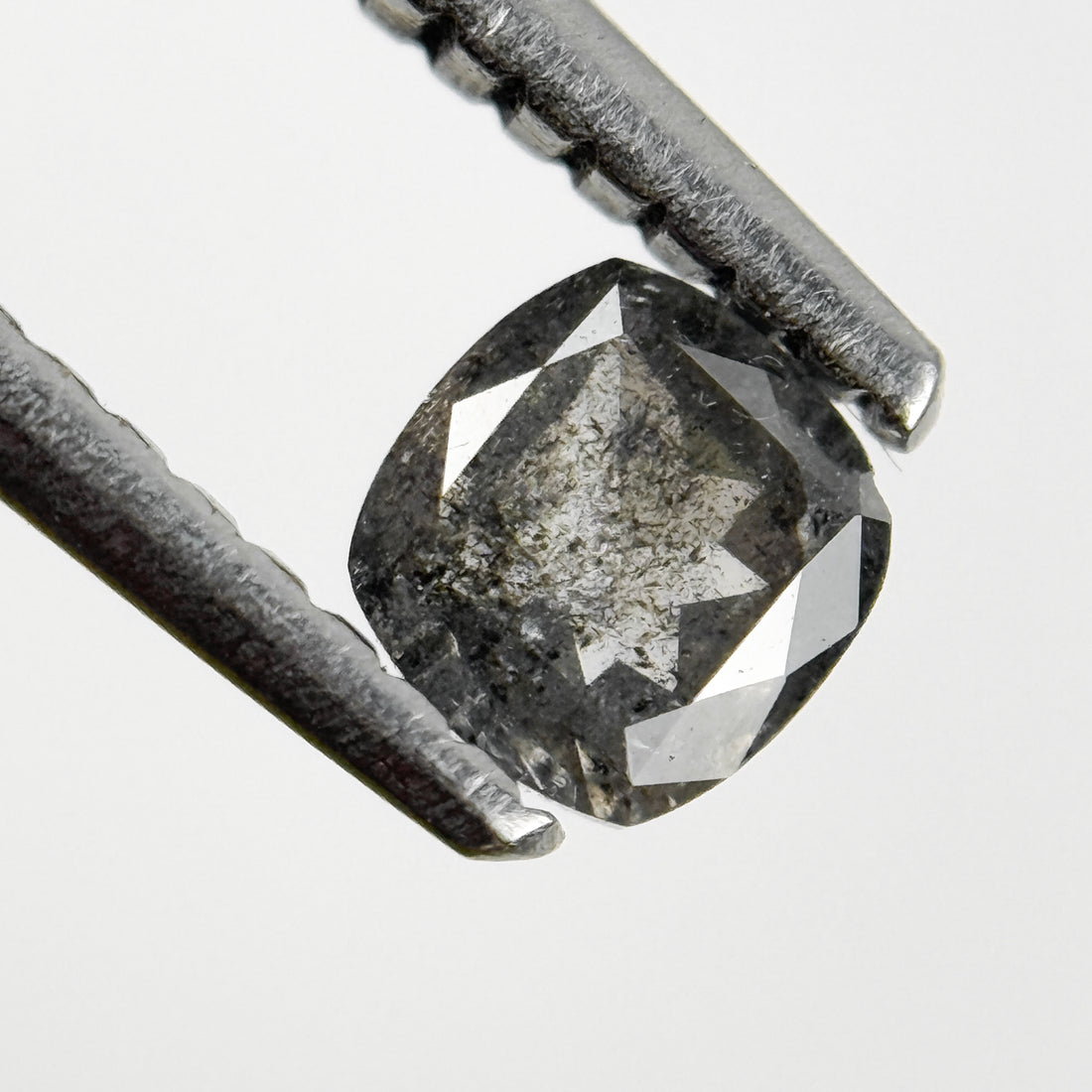 0.37 Ct Cushion Rose Cut Grey Natural Salt and Pepper Diamond