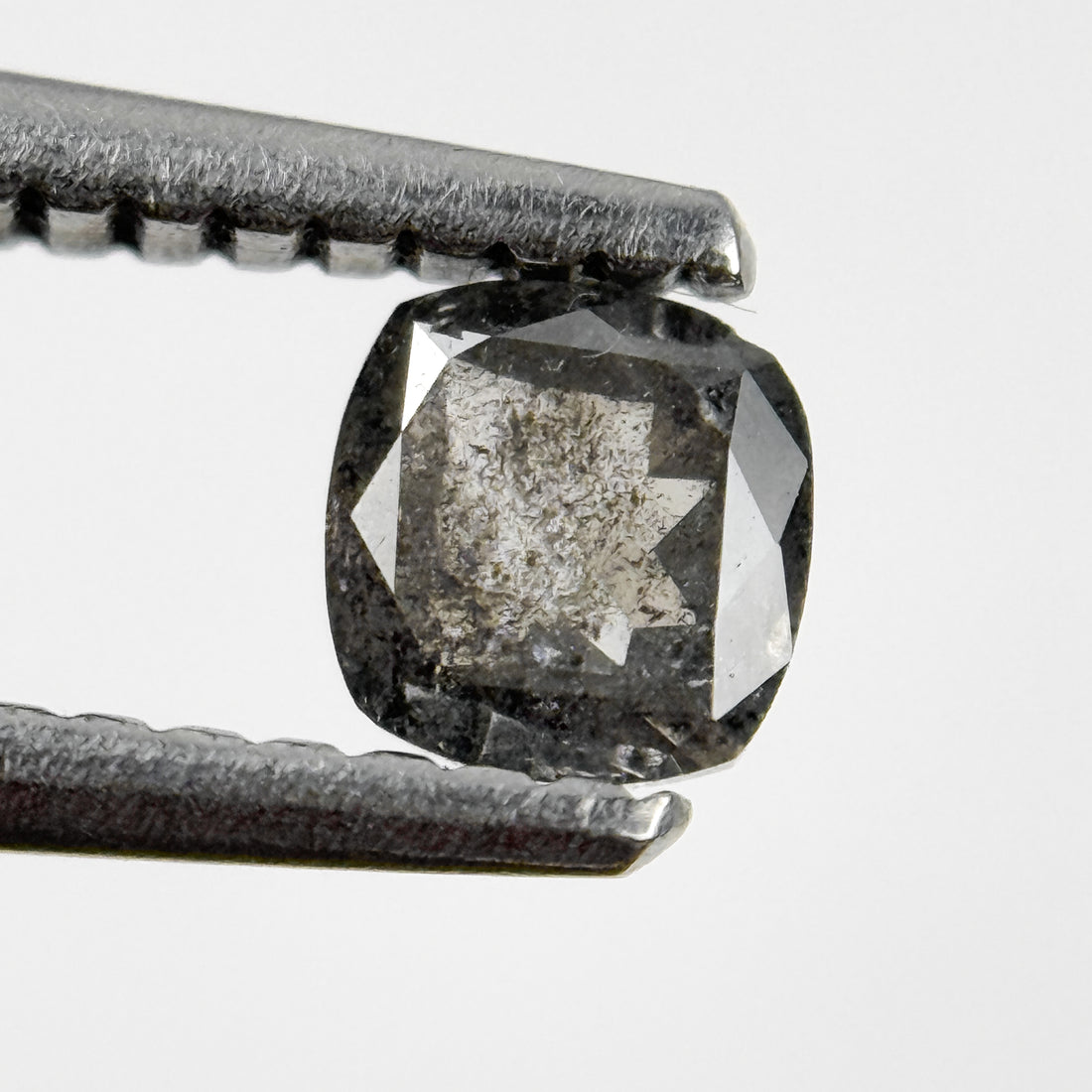 0.37 Ct Cushion Rose Cut Grey Natural Salt and Pepper Diamond