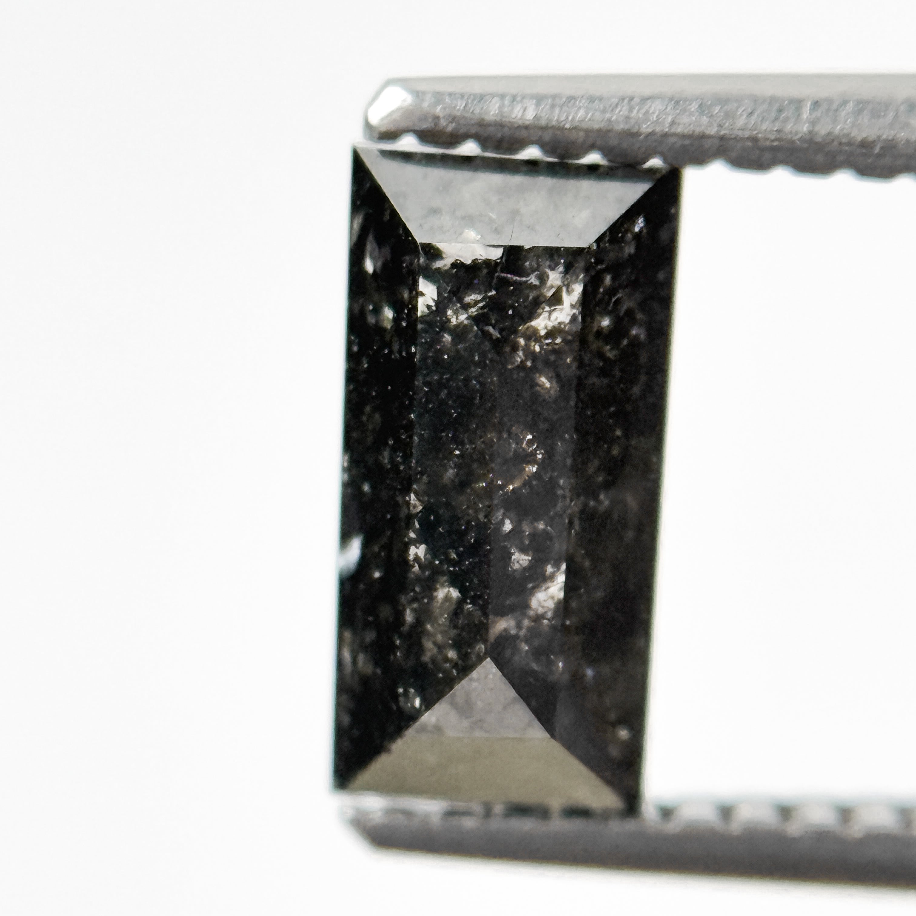 1.44 Ct Baguette Rose Cut Black Natural Salt and Pepper Diamond