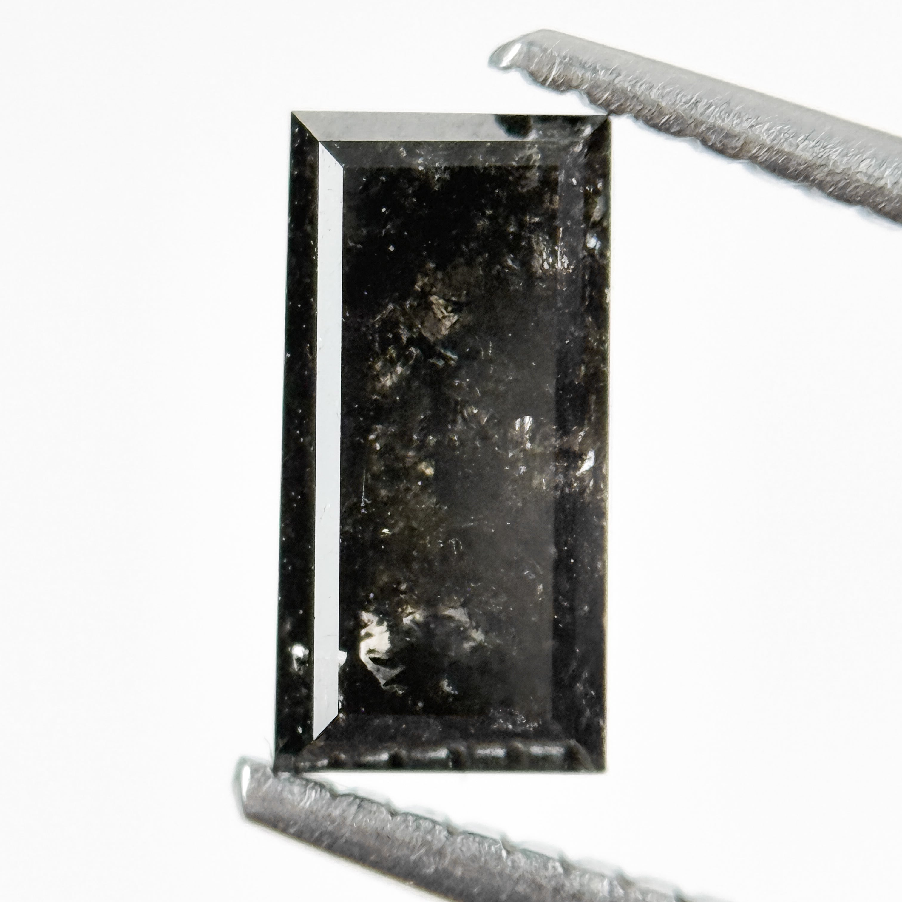 1.44 Ct Baguette Rose Cut Black Natural Salt and Pepper Diamond