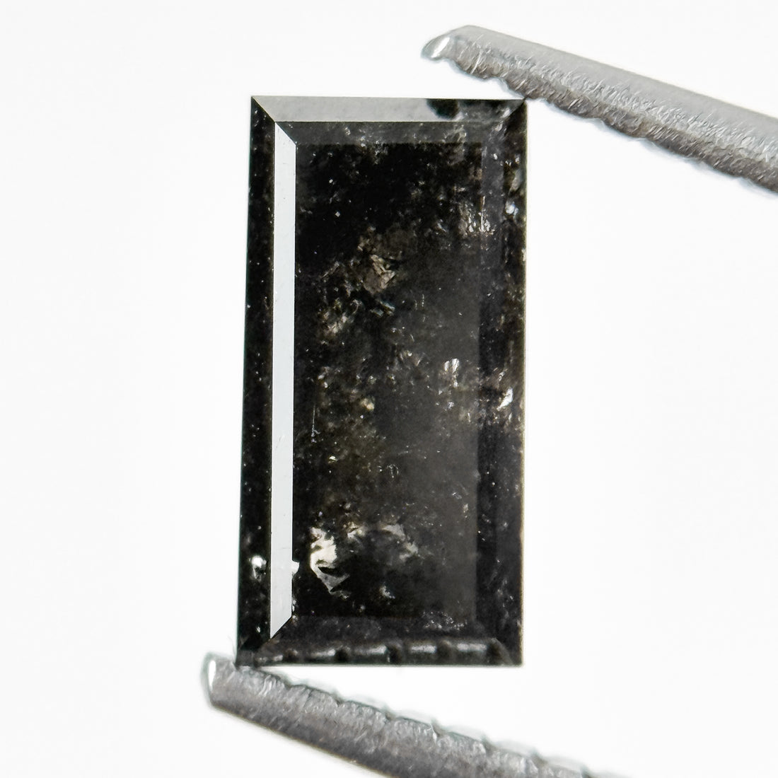 1.44 Ct Baguette Rose Cut Black Natural Salt and Pepper Diamond