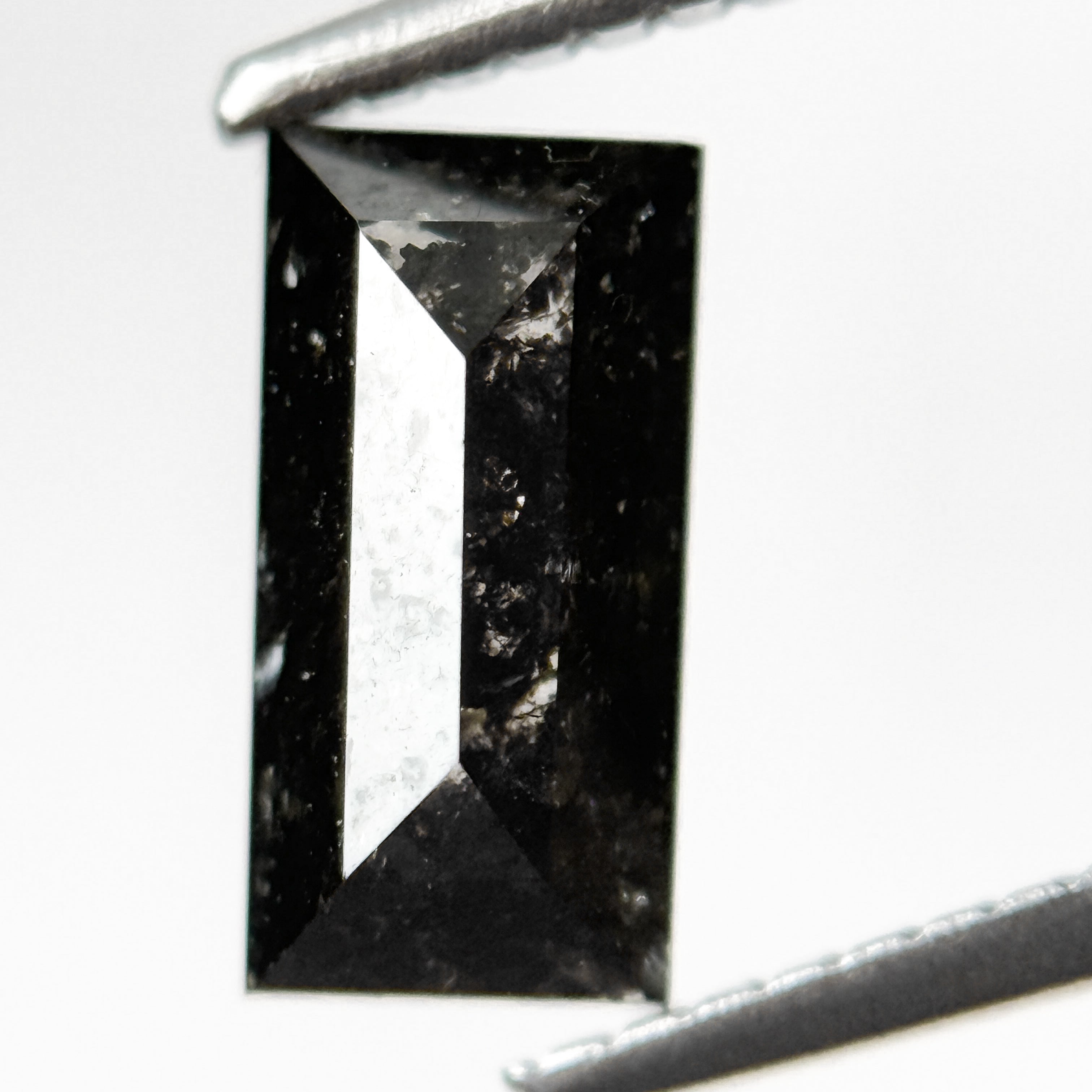 1.44 Ct Baguette Rose Cut Black Natural Salt and Pepper Diamond