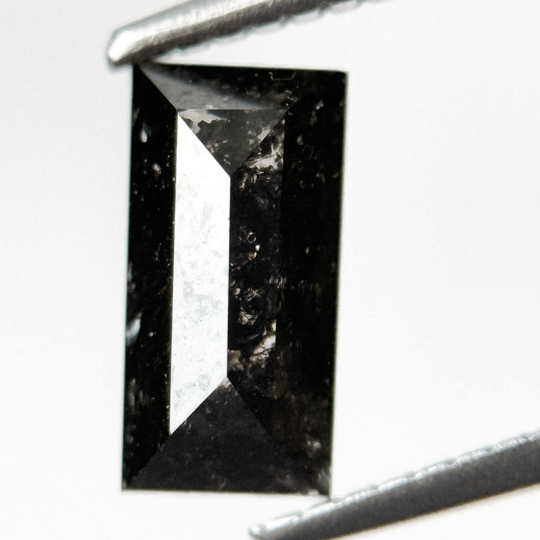 1.44 Ct Baguette Rose Cut Black Natural Salt and Pepper Diamond