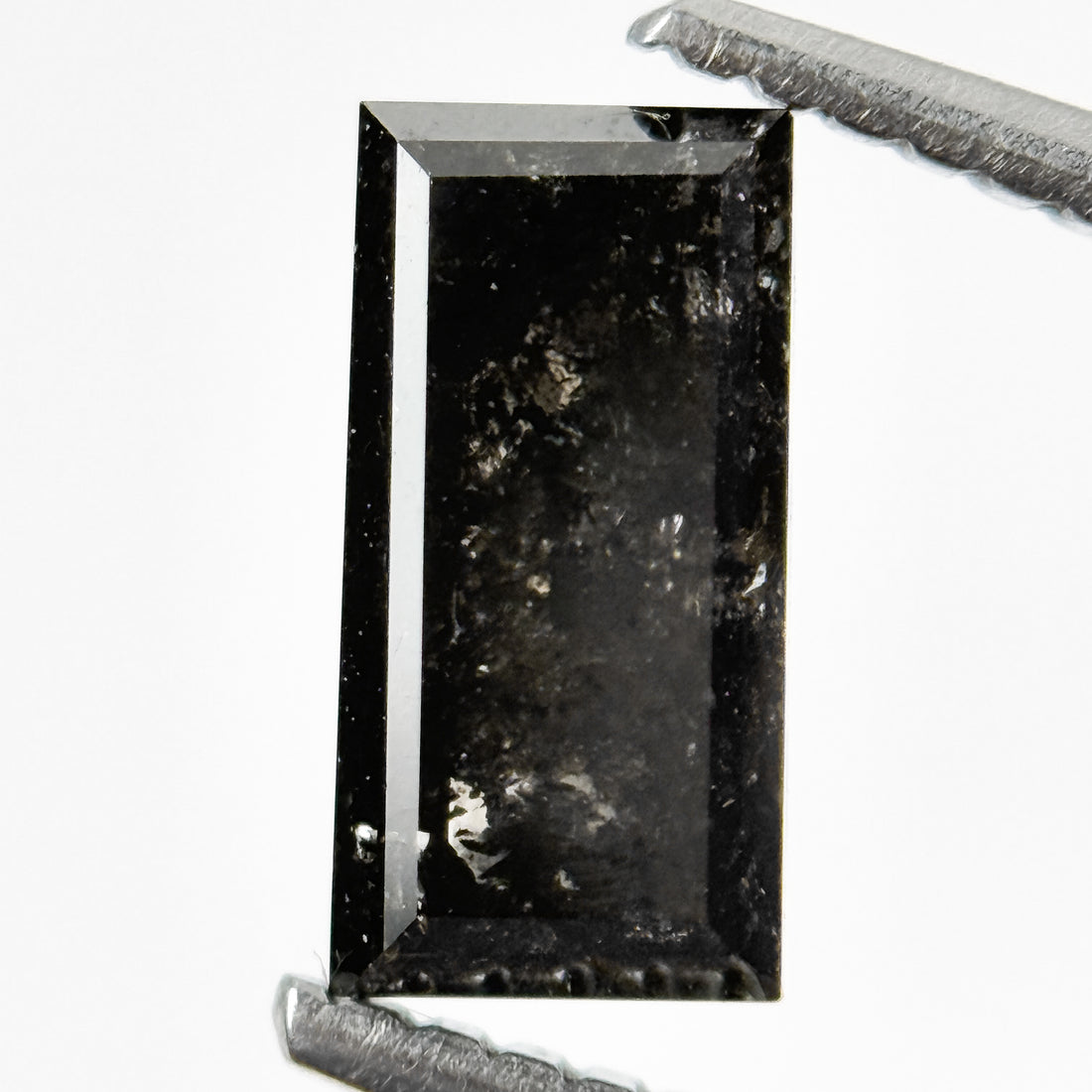 1.44 Ct Baguette Rose Cut Black Natural Salt and Pepper Diamond