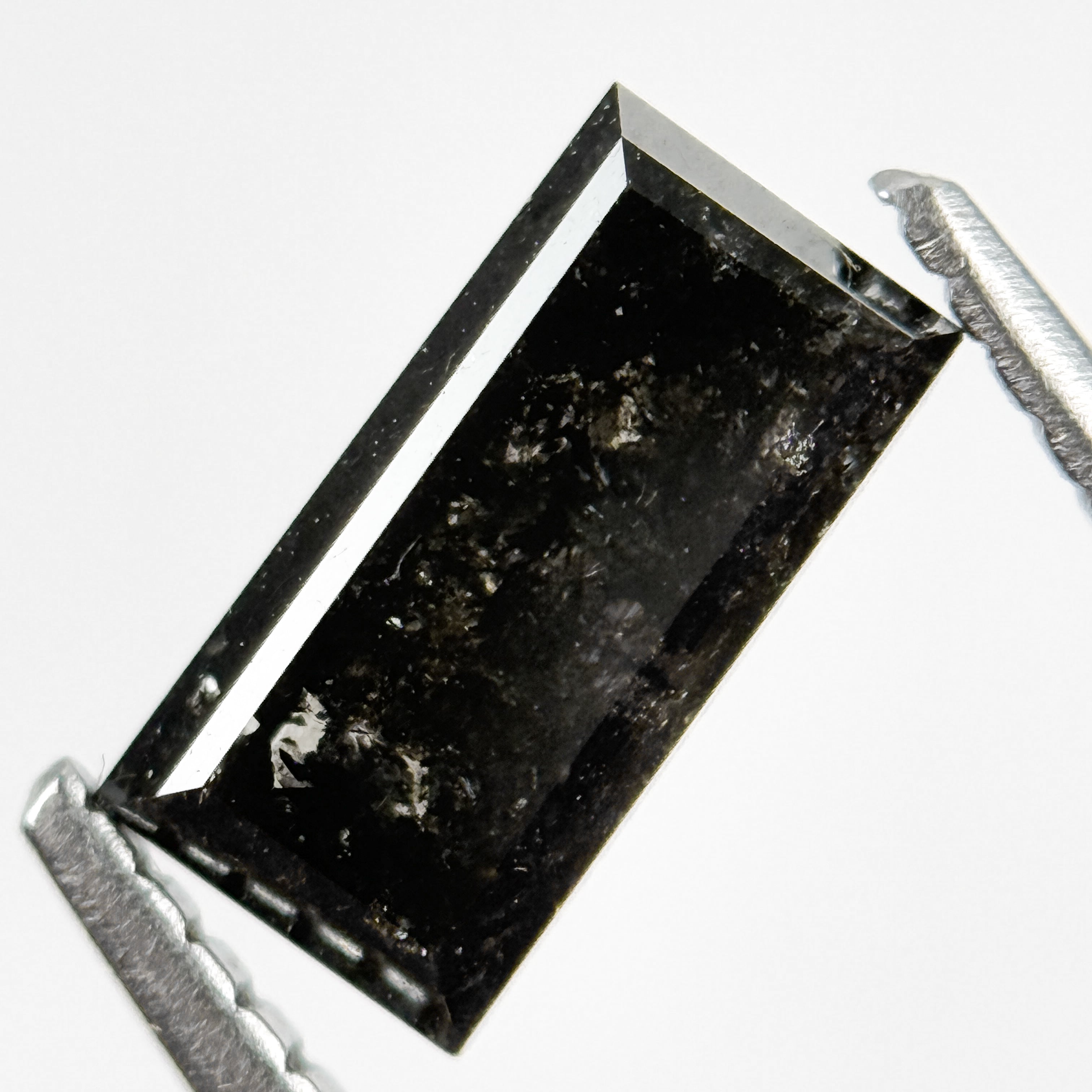 1.44 Ct Baguette Rose Cut Black Natural Salt and Pepper Diamond