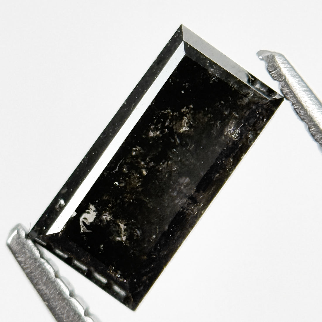 1.44 Ct Baguette Rose Cut Black Natural Salt and Pepper Diamond