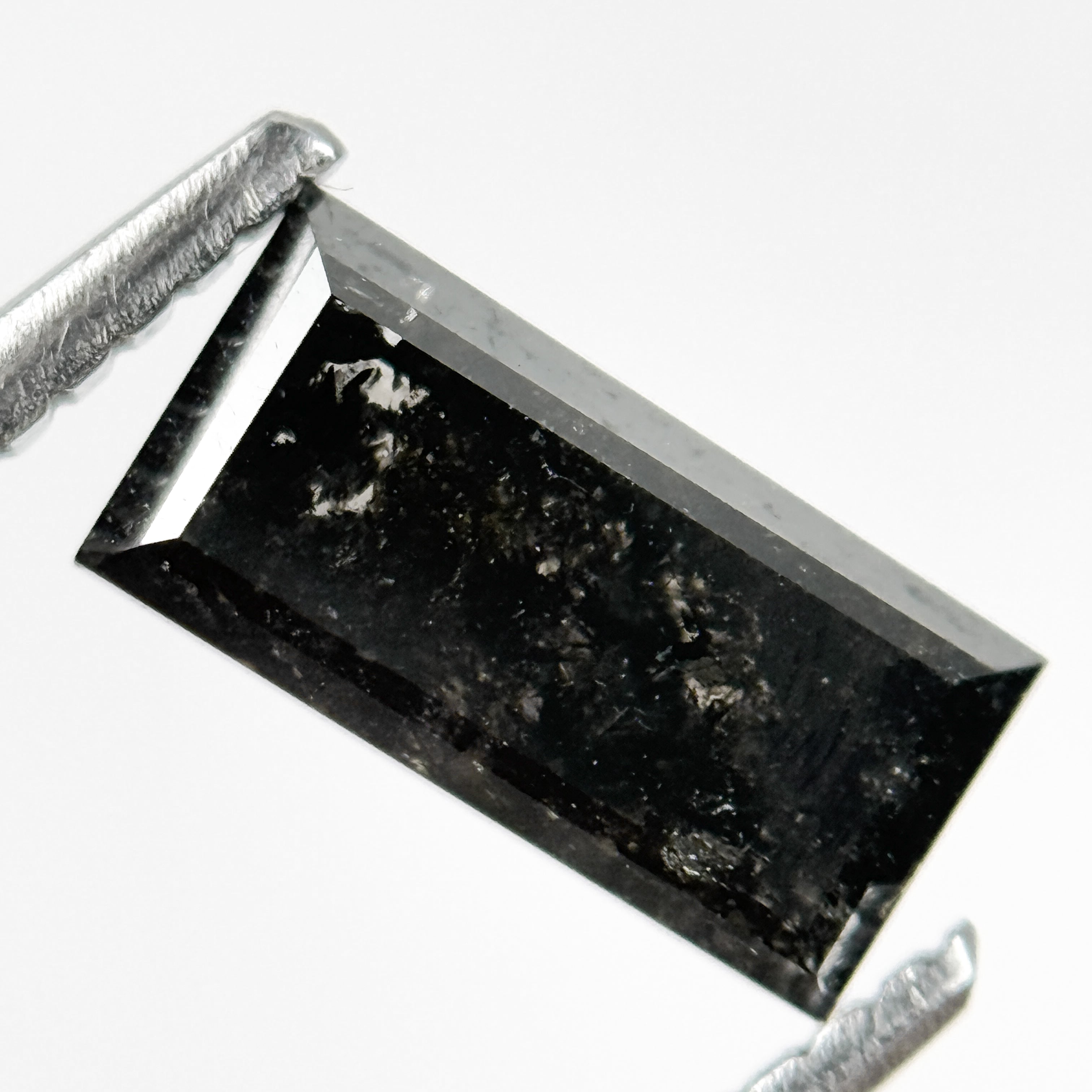 1.44 Ct Baguette Rose Cut Black Natural Salt and Pepper Diamond