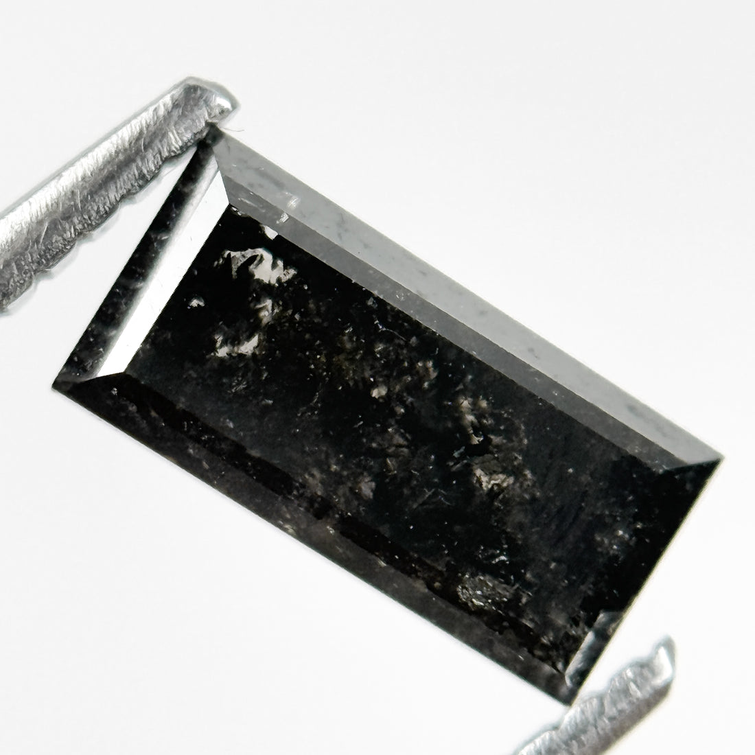 1.44 Ct Baguette Rose Cut Black Natural Salt and Pepper Diamond