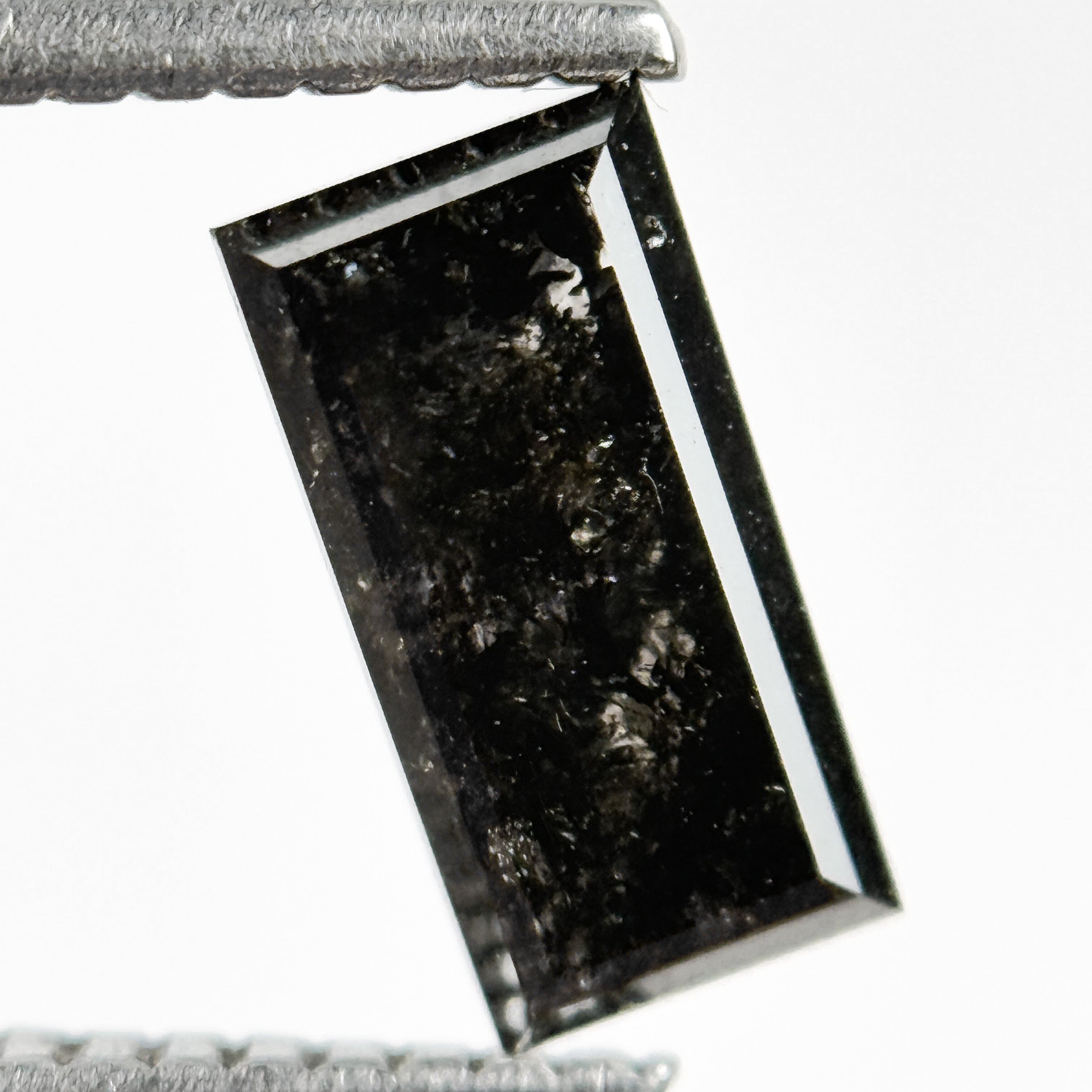1.44 Ct Baguette Rose Cut Black Natural Salt and Pepper Diamond