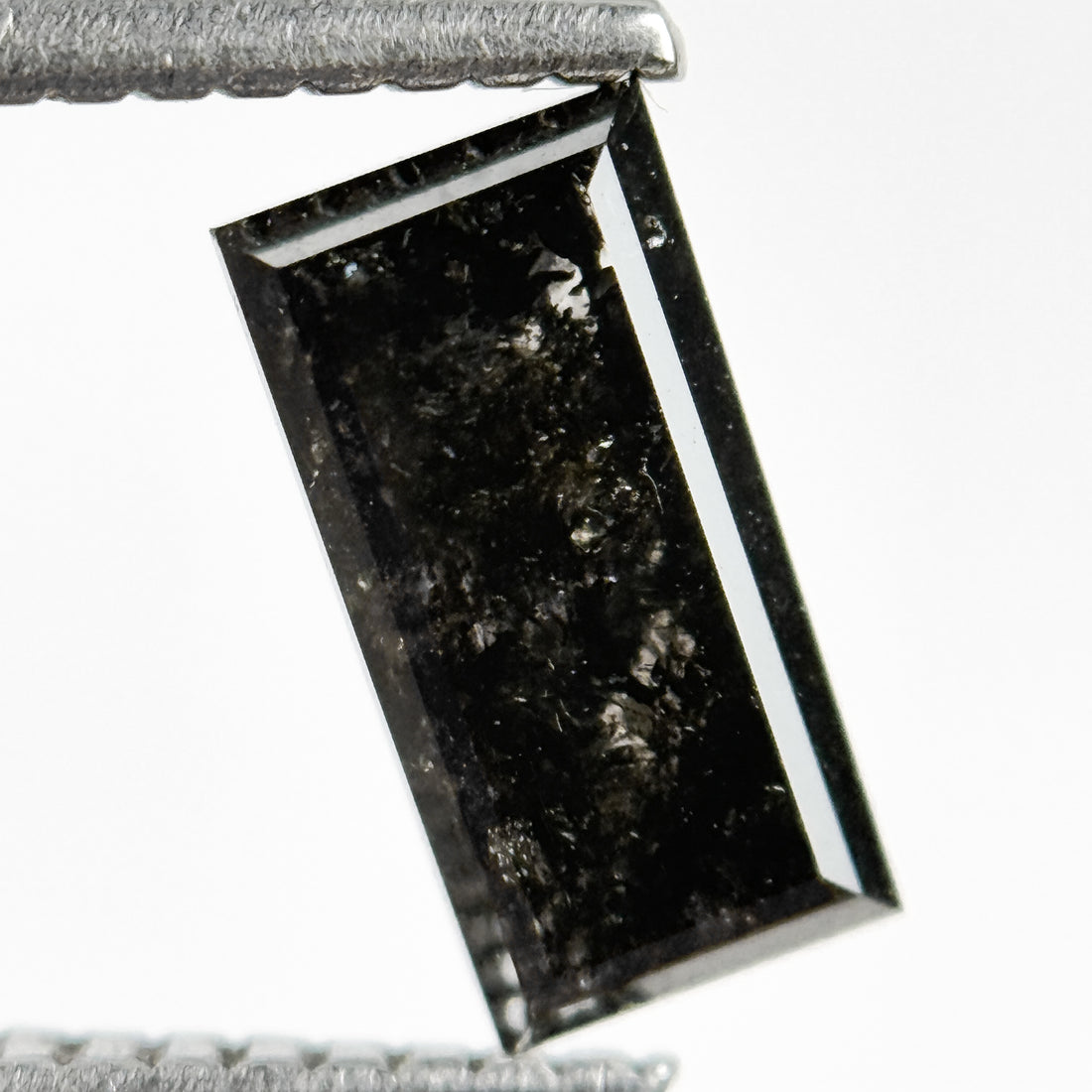 1.44 Ct Baguette Rose Cut Black Natural Salt and Pepper Diamond