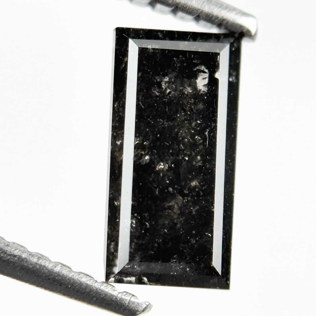 1.44 Ct Baguette Rose Cut Black Natural Salt and Pepper Diamond