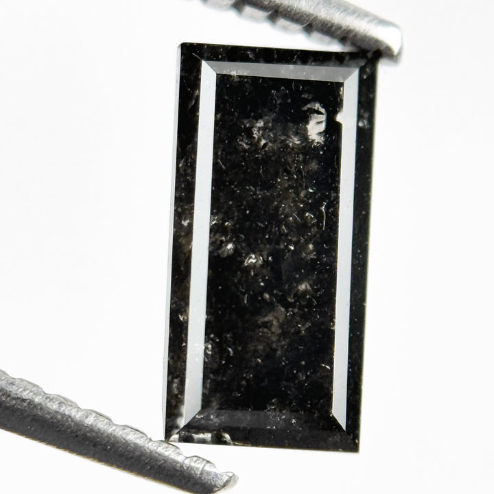 1.44 Ct Baguette Rose Cut Black Natural Salt and Pepper Diamond