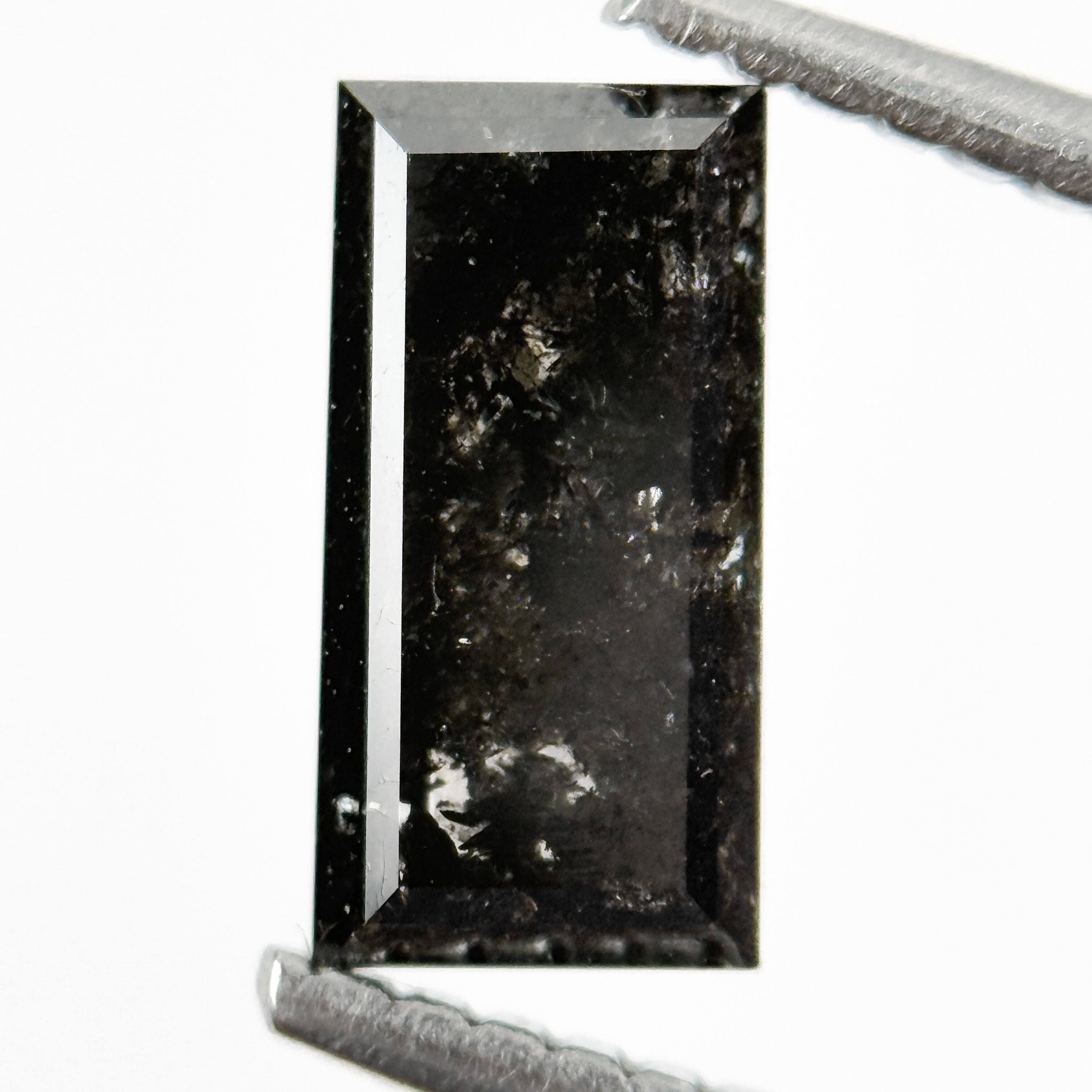 1.44 Ct Baguette Rose Cut Black Natural Salt and Pepper Diamond