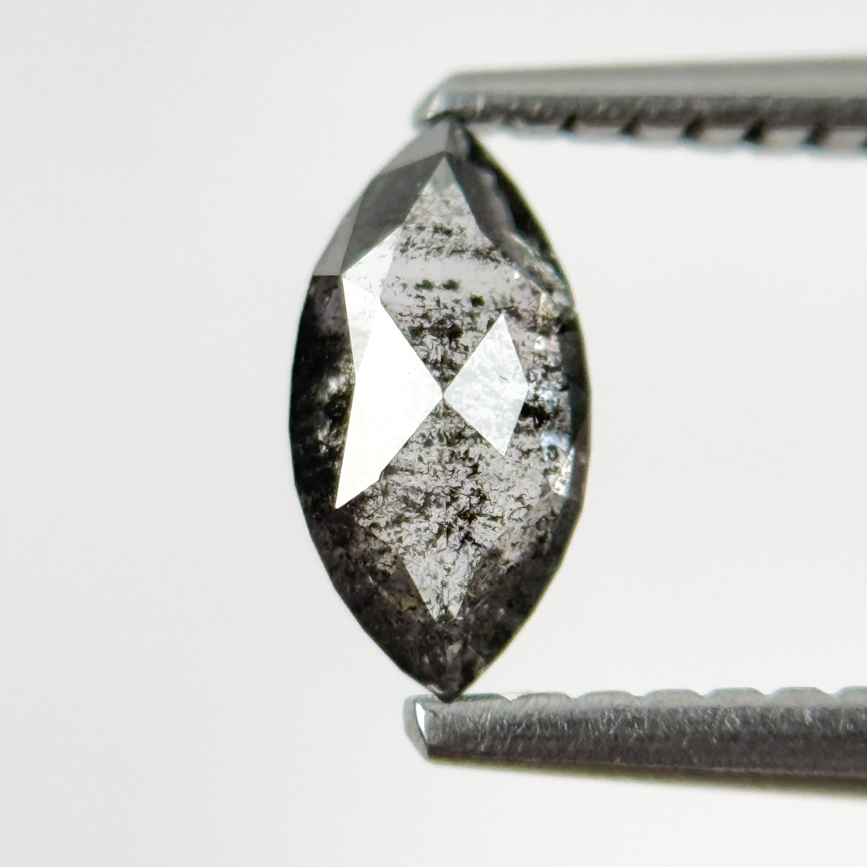 0.52 Ct Marquise Rose Cut Grey Natural Salt and Pepper Diamond