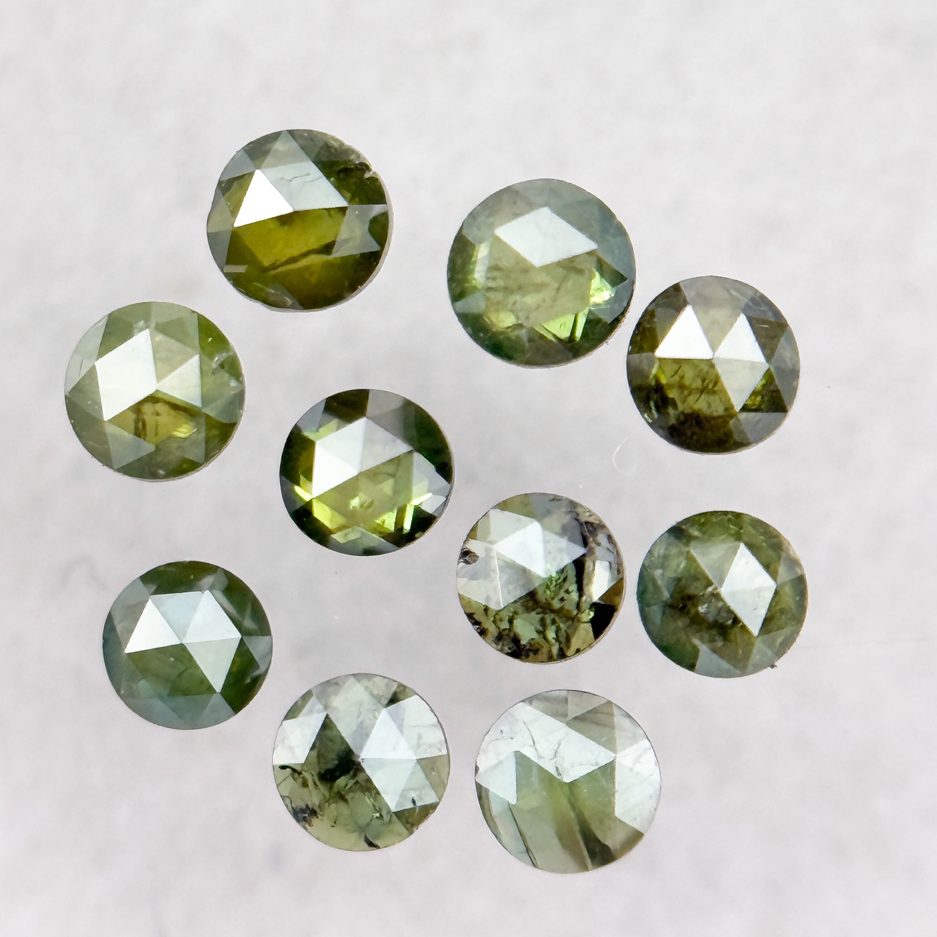 2.0 MM Round Rose Cut Green Natural Minimalist Diamond