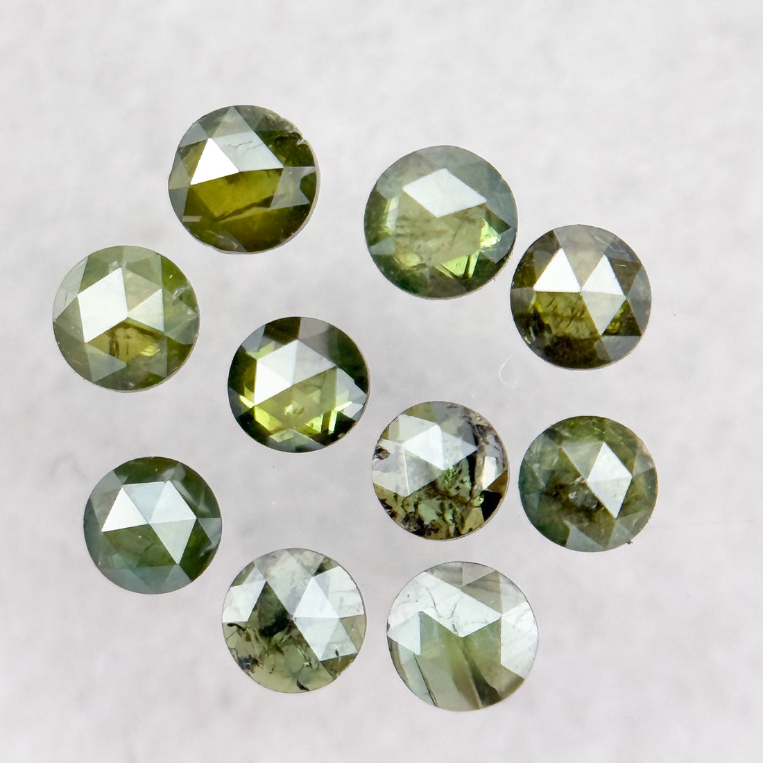 2.0 MM Round Rose Cut Green Natural Minimalist Diamond