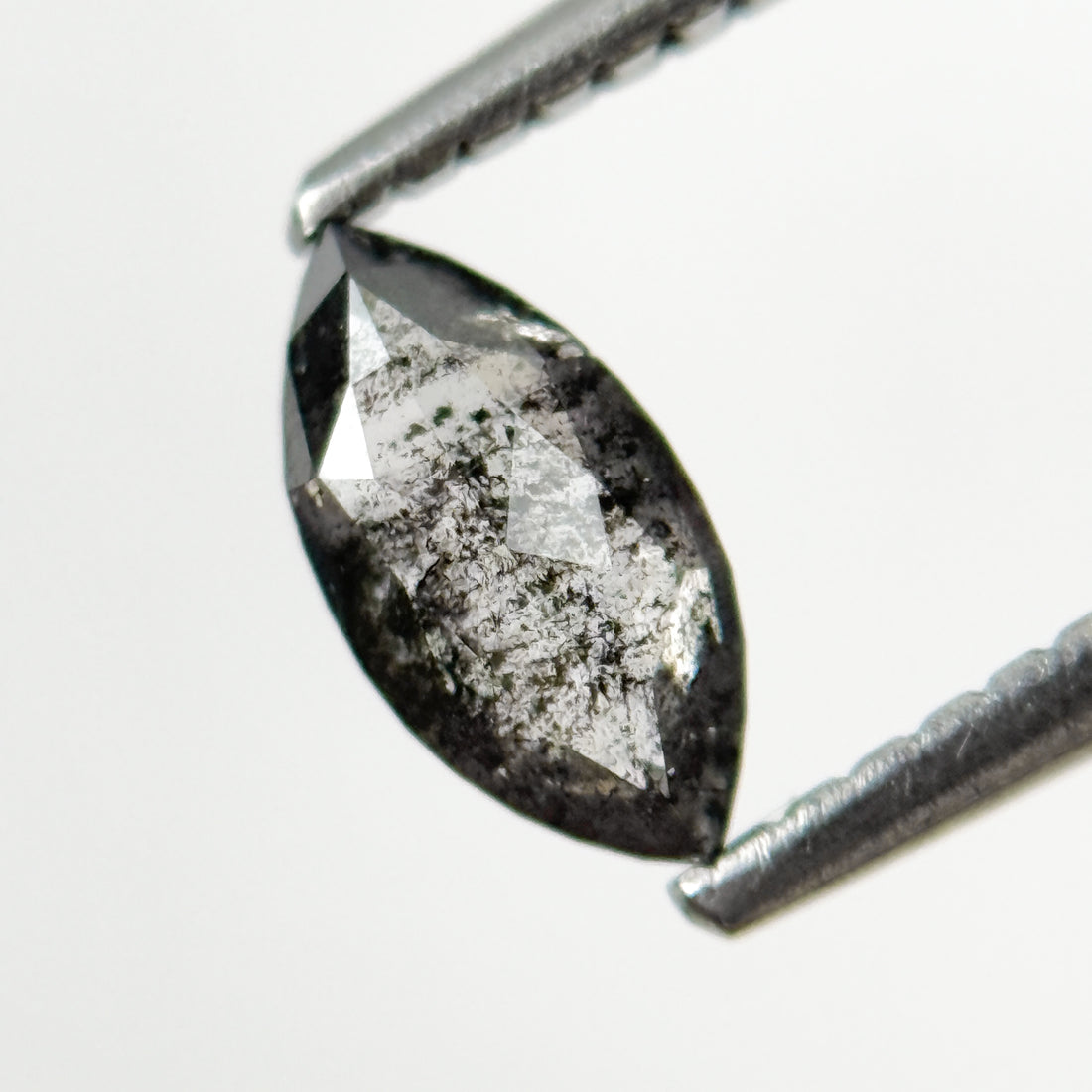 0.52 Ct Marquise Rose Cut Grey Natural Salt and Pepper Diamond