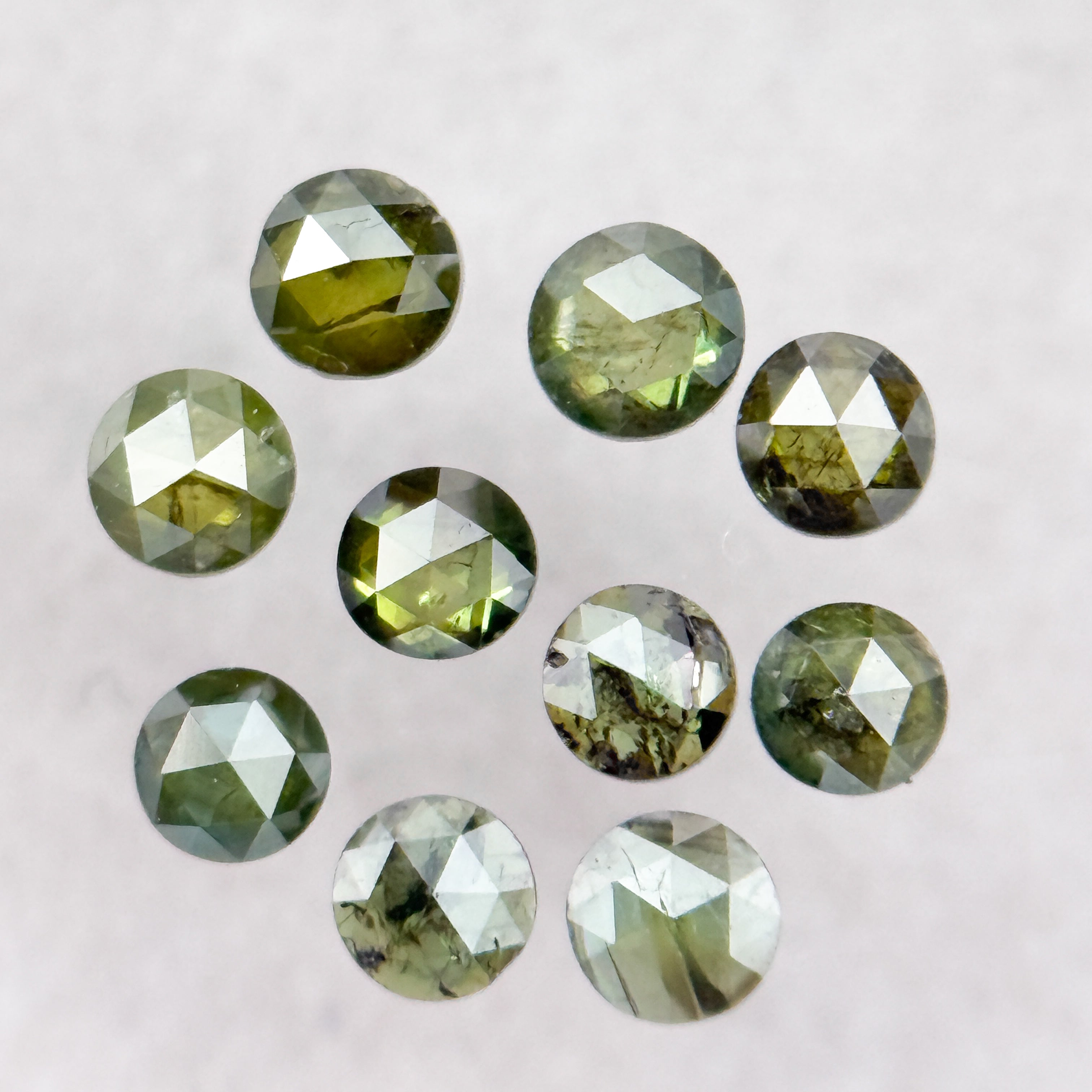 2.0 MM Round Rose Cut Green Natural Minimalist Diamond