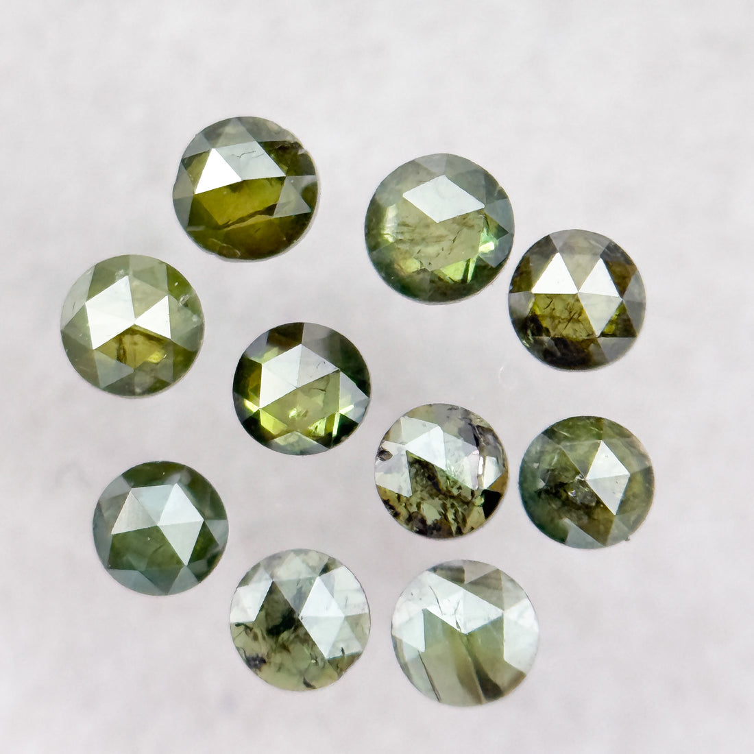 2.0 MM Round Rose Cut Green Natural Minimalist Diamond
