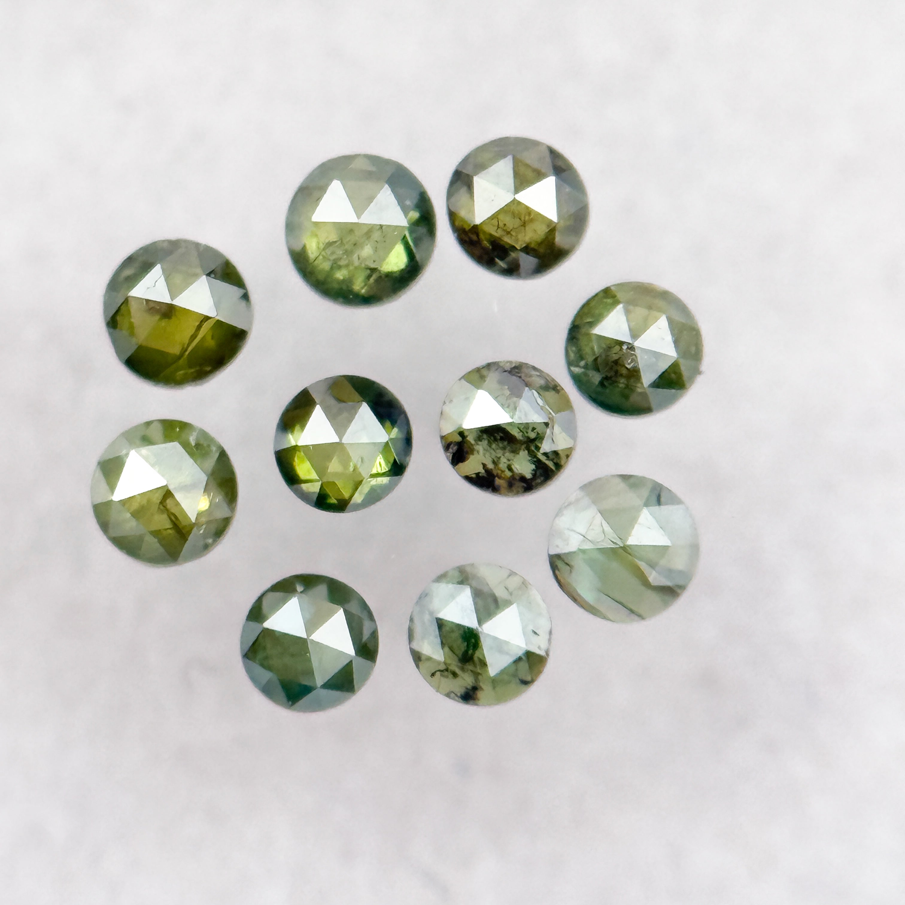 2.0 MM Round Rose Cut Green Natural Minimalist Diamond
