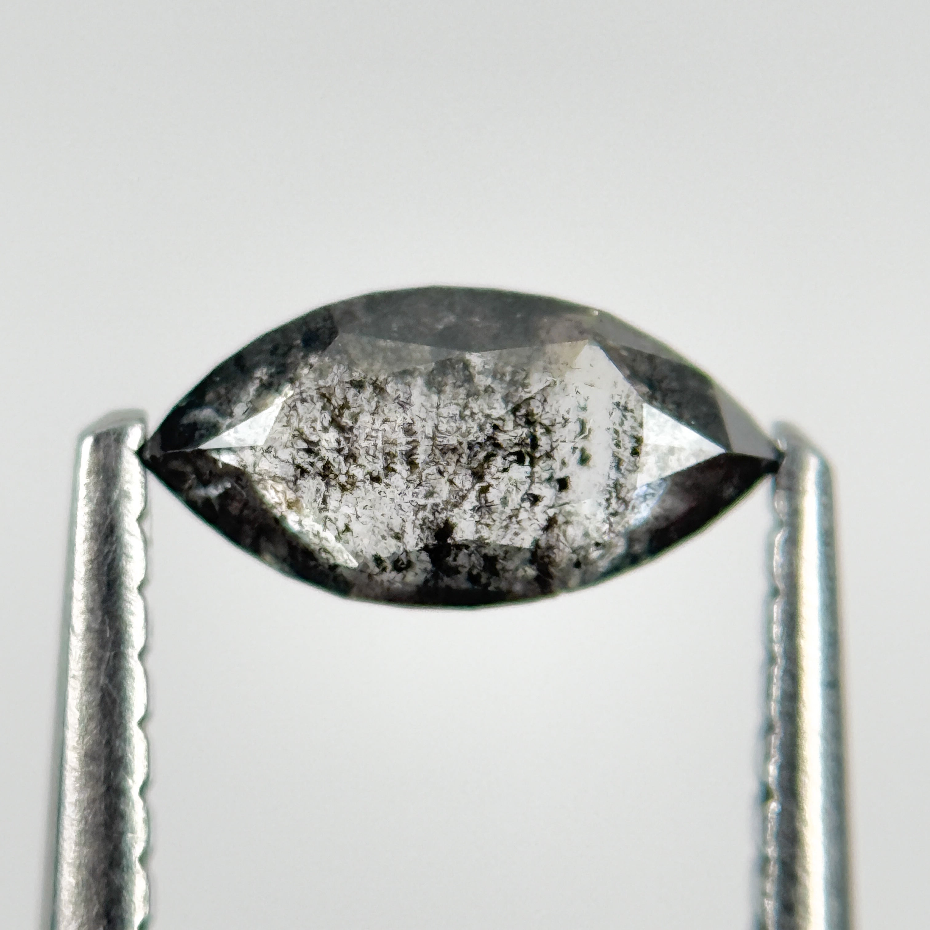 0.52 Ct Marquise Rose Cut Grey Natural Salt and Pepper Diamond