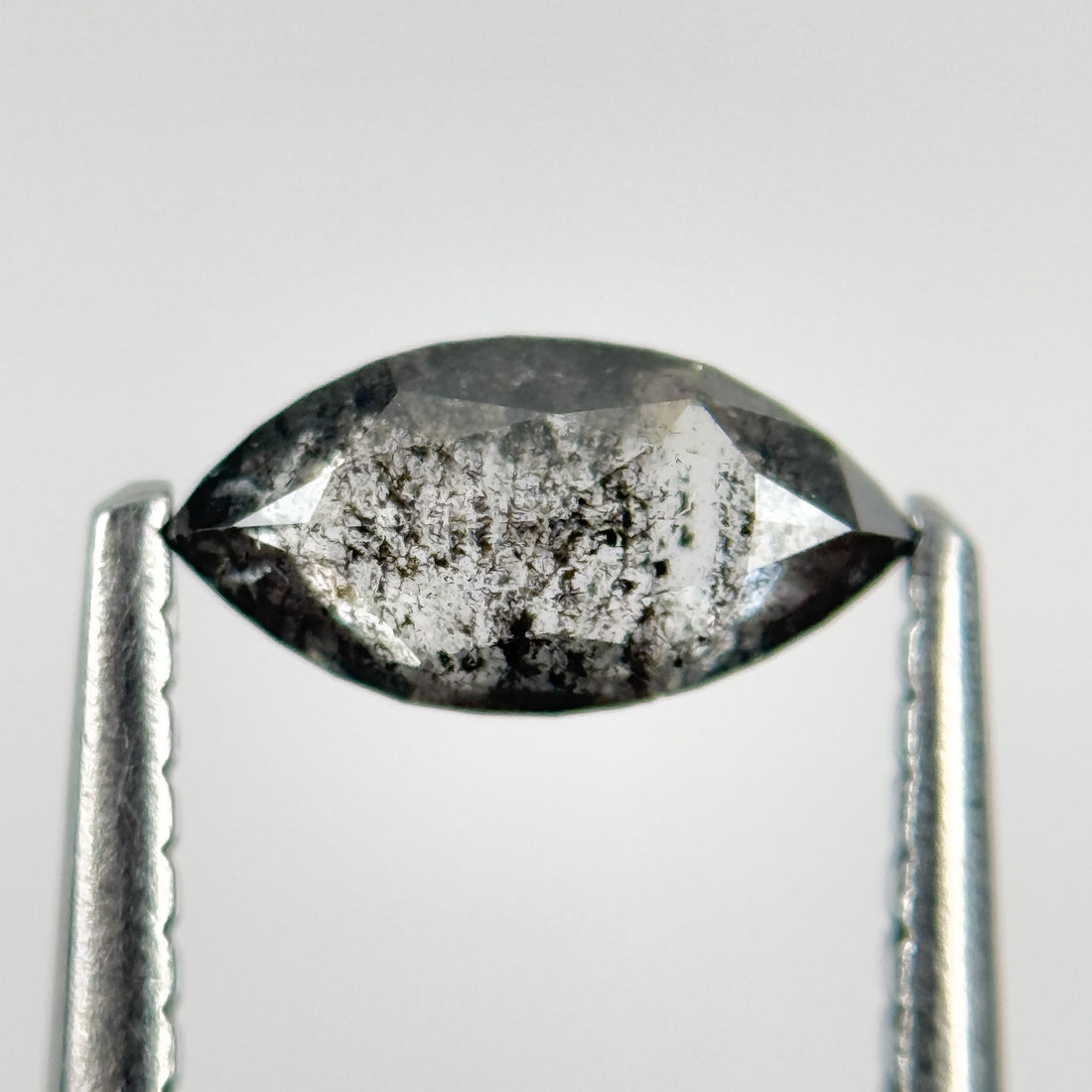 0.52 Ct Marquise Rose Cut Grey Natural Salt and Pepper Diamond