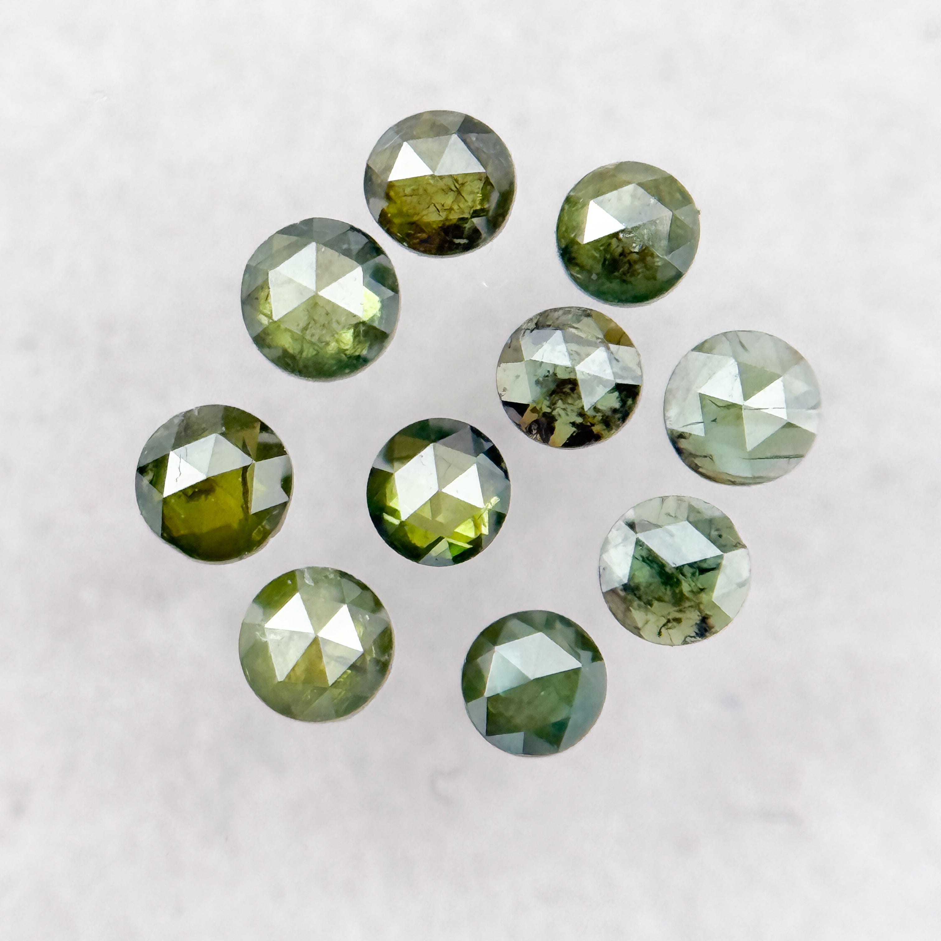 2.0 MM Round Rose Cut Green Natural Minimalist Diamond