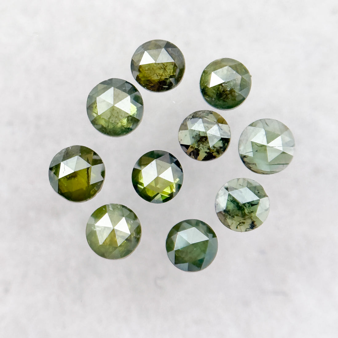 2.0 MM Round Rose Cut Green Natural Minimalist Diamond