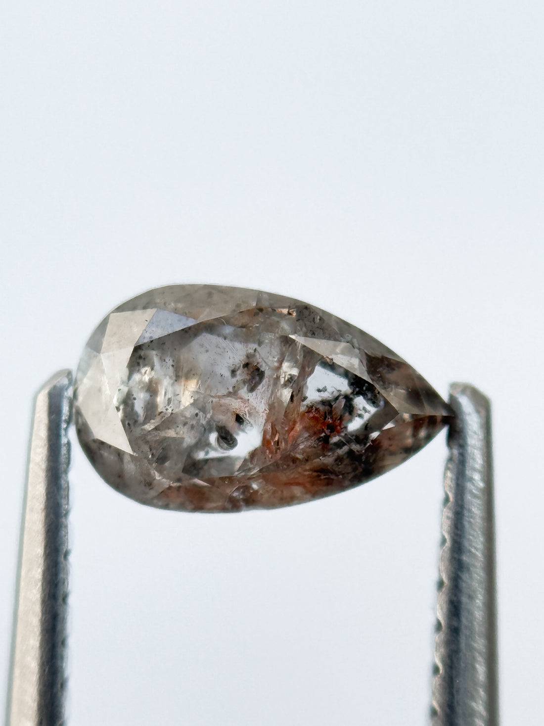 0.94 Ct Pear Rose Cut Grey Natural Salt and Pepper Diamond