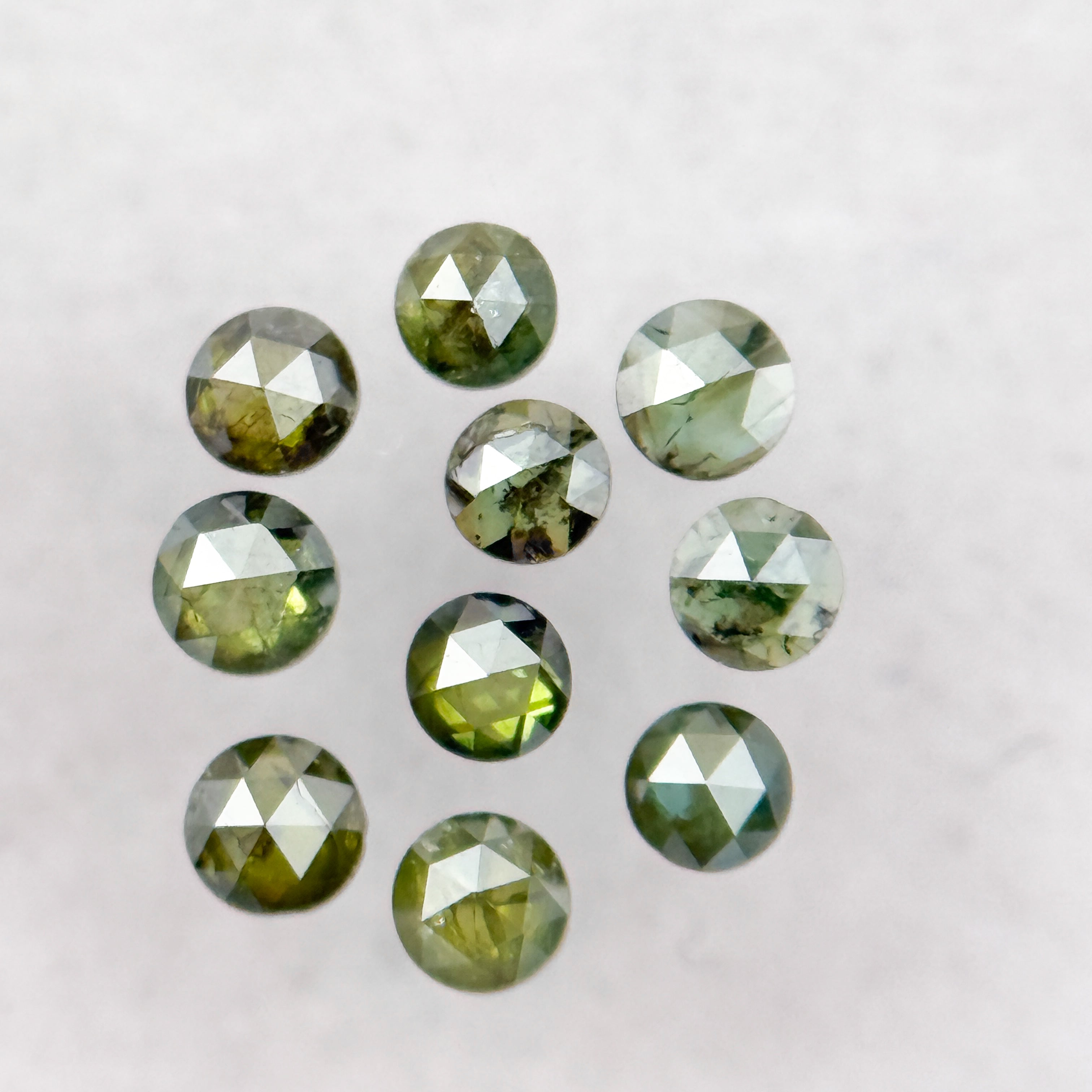 2.0 MM Round Rose Cut Green Natural Minimalist Diamond