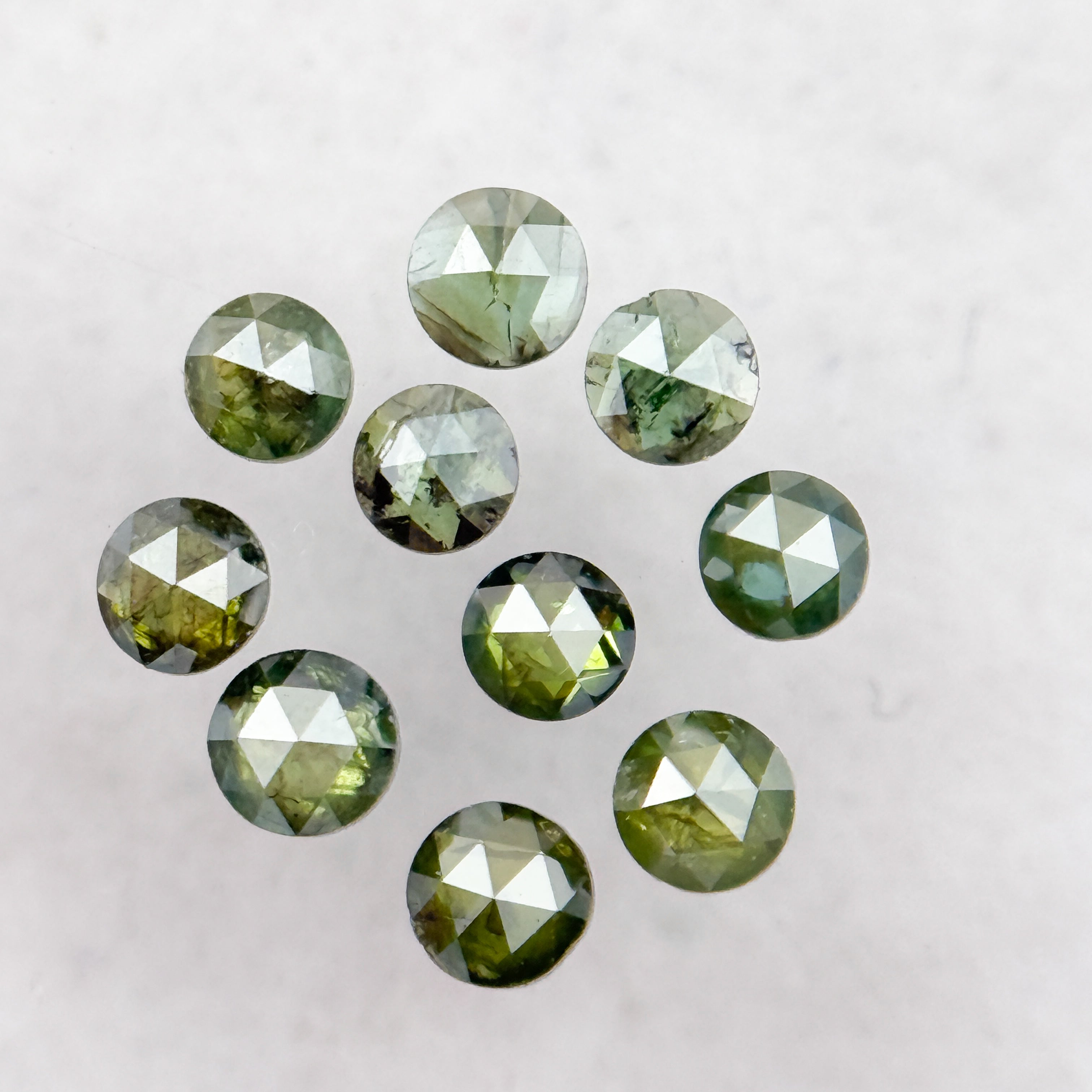 2.0 MM Round Rose Cut Green Natural Minimalist Diamond
