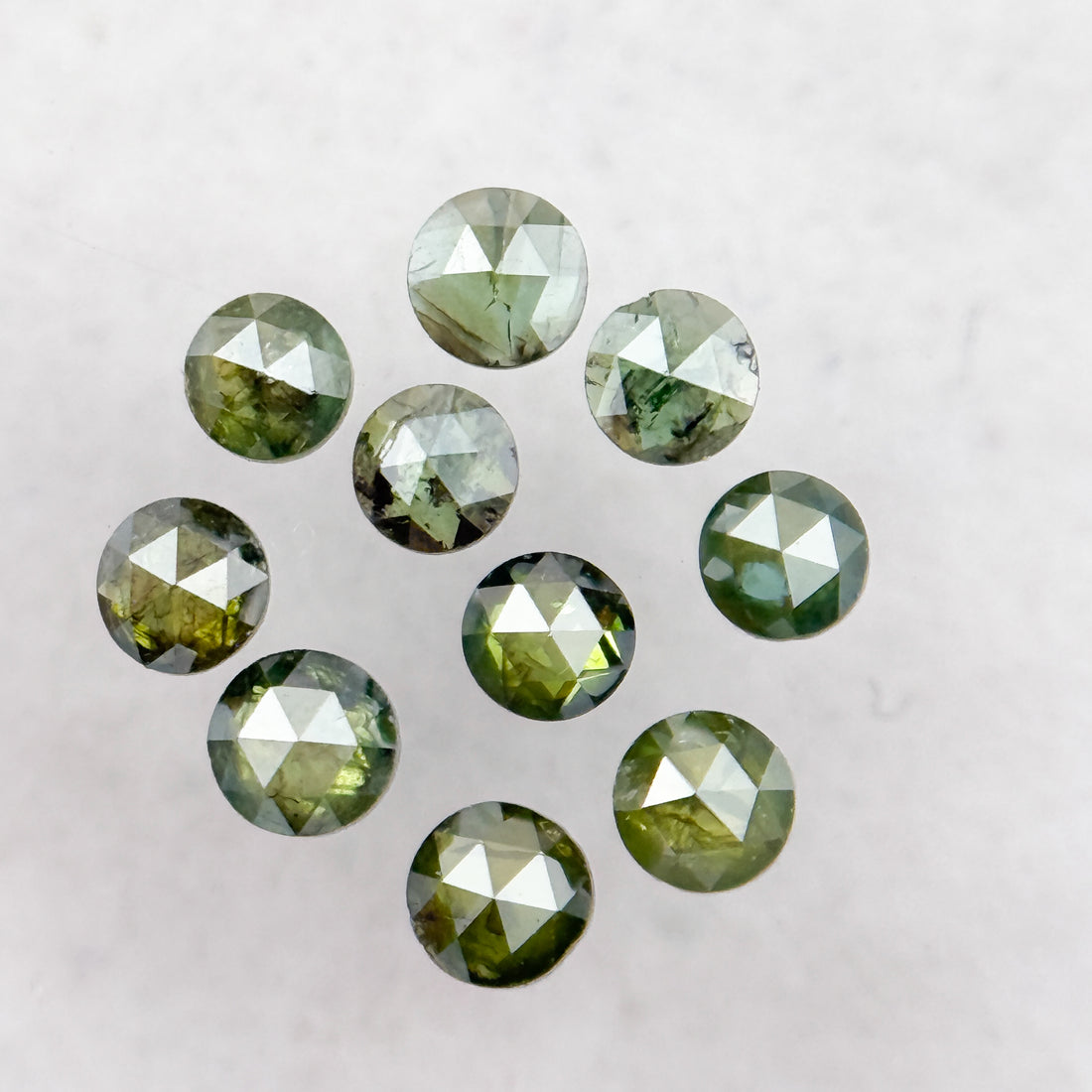 2.0 MM Round Rose Cut Green Natural Minimalist Diamond