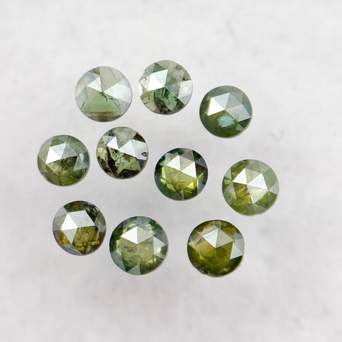 2.0 MM Round Rose Cut Green Natural Minimalist Diamond