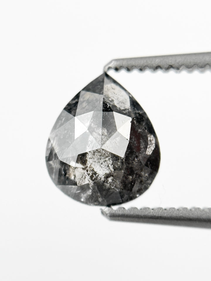 0.88 Ct Pear Rose Cut Grey Natural Galaxy Diamond