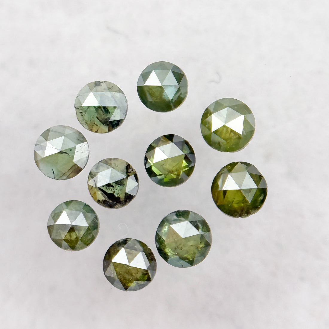 2.0 MM Round Rose Cut Green Natural Minimalist Diamond