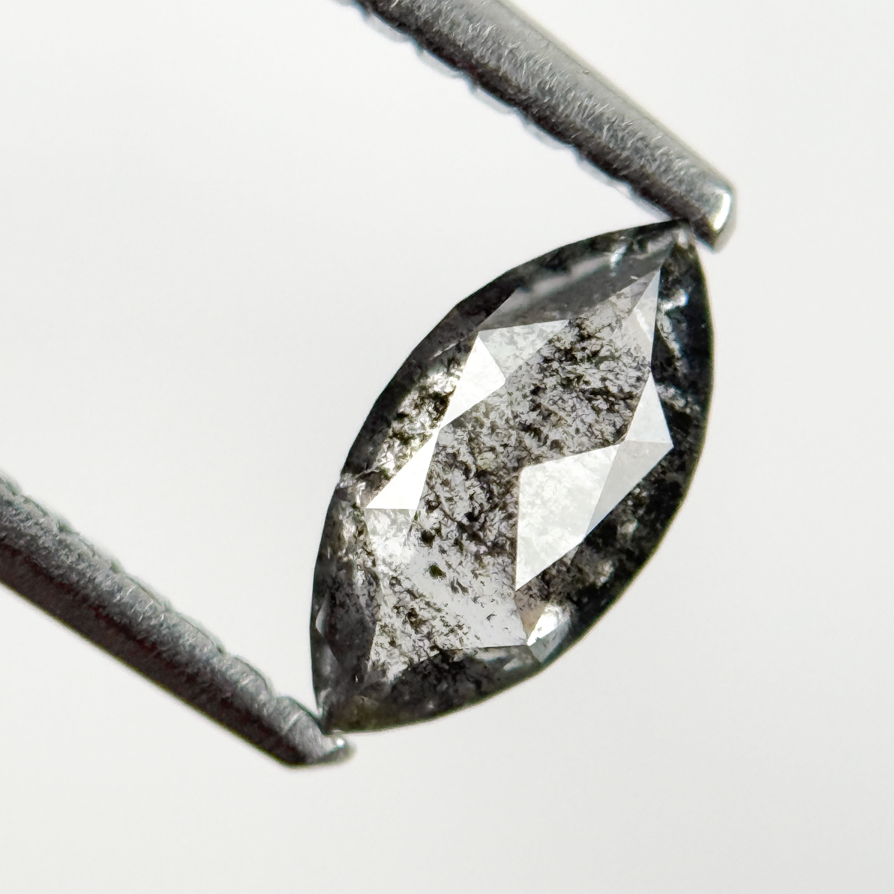 0.52 Ct Marquise Rose Cut Grey Natural Salt and Pepper Diamond
