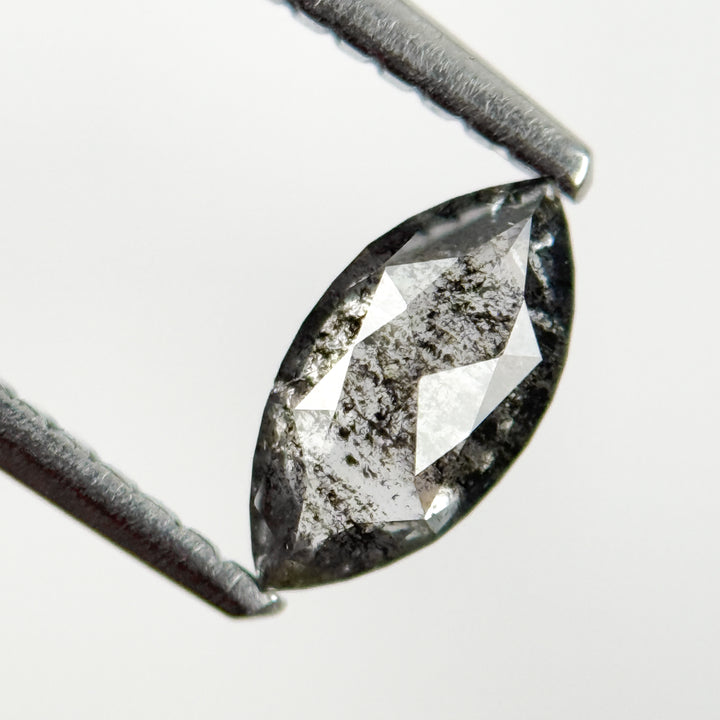 0.52 Ct Marquise Rose Cut Grey Natural Salt and Pepper Diamond