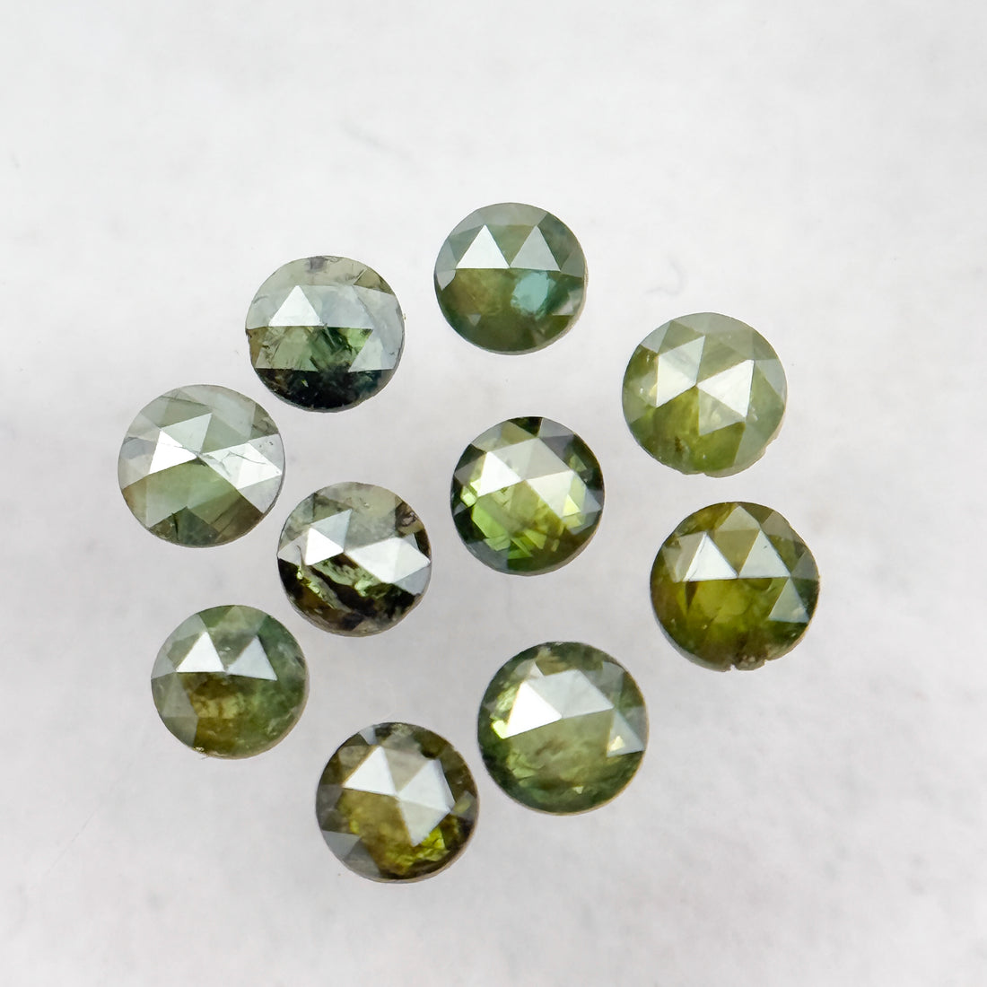 2.0 MM Round Rose Cut Green Natural Minimalist Diamond