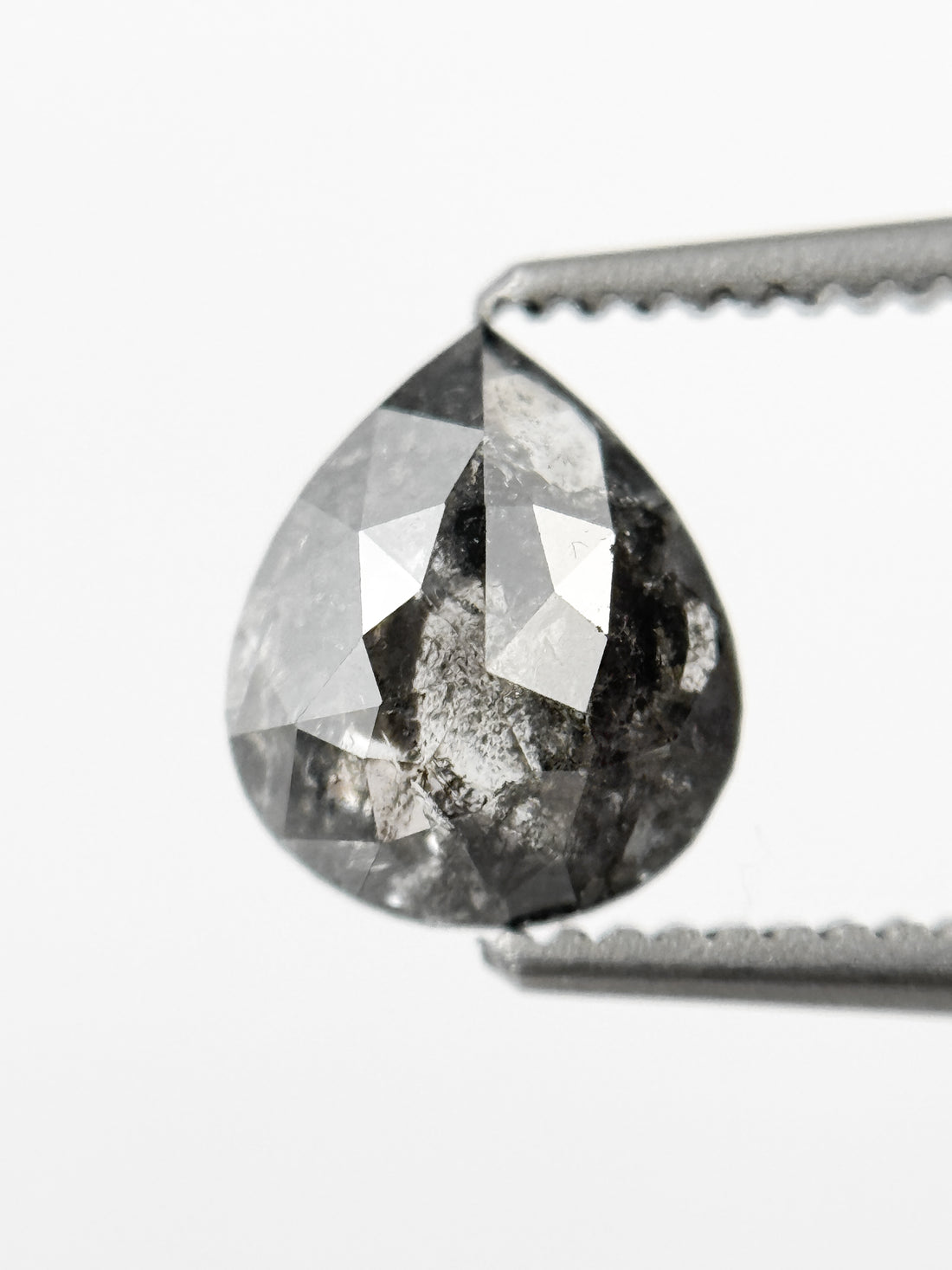 0.88 Ct Pear Rose Cut Grey Natural Galaxy Diamond