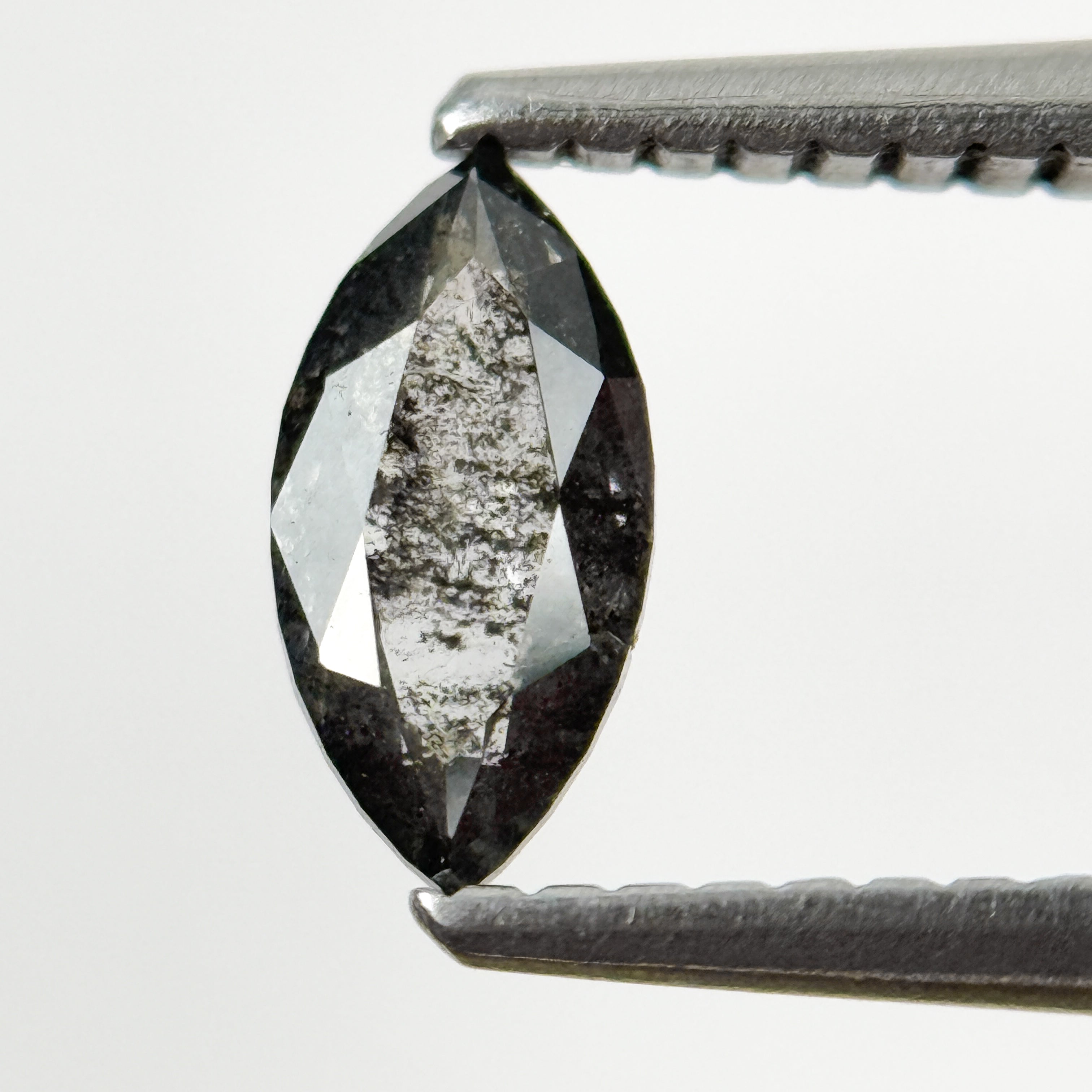 0.52 Ct Marquise Rose Cut Grey Natural Salt and Pepper Diamond