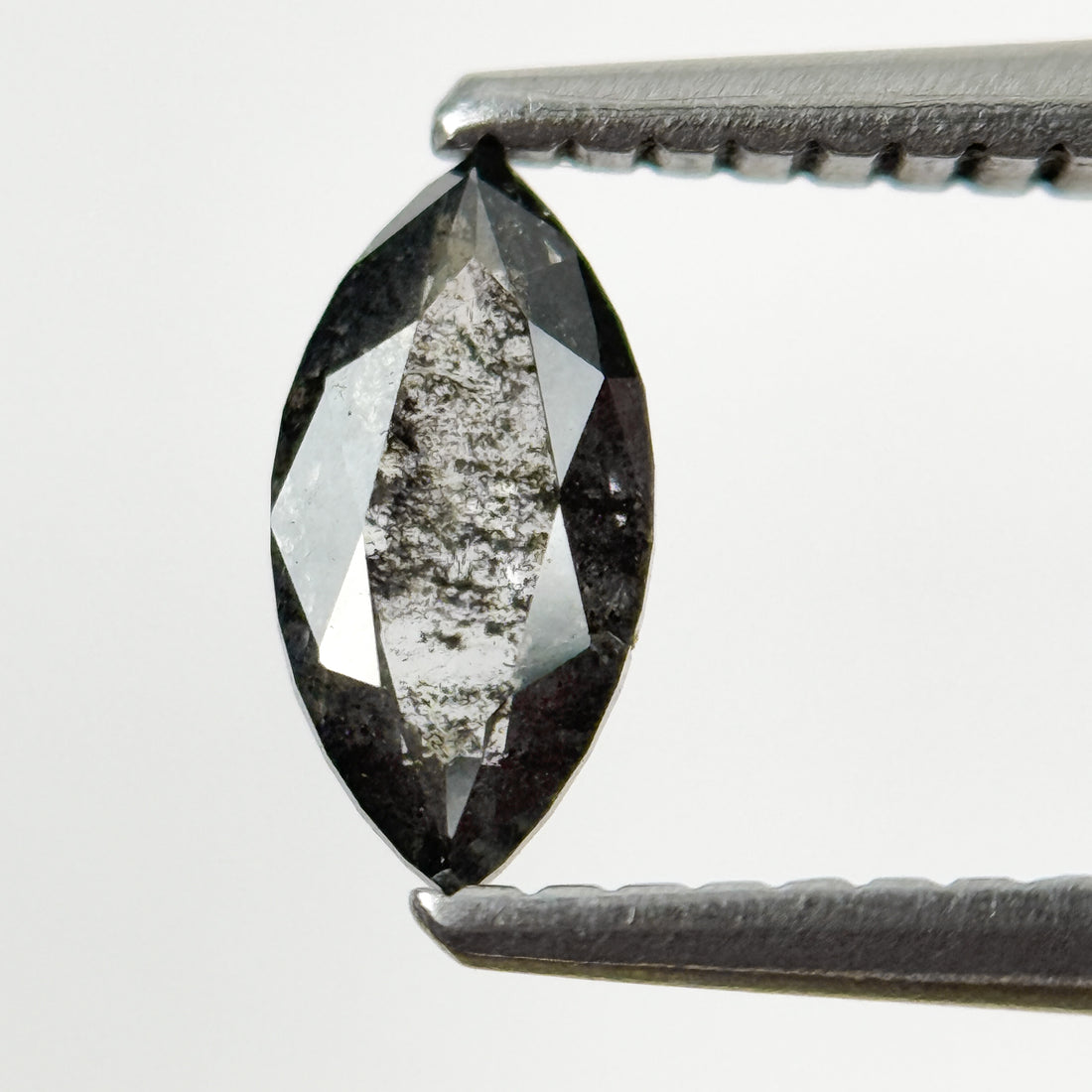 0.52 Ct Marquise Rose Cut Grey Natural Salt and Pepper Diamond