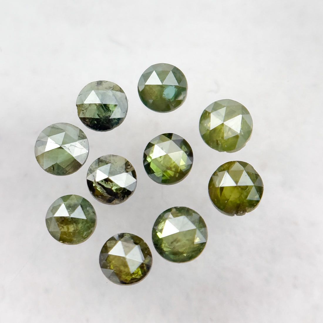 2.0 MM Round Rose Cut Green Natural Minimalist Diamond