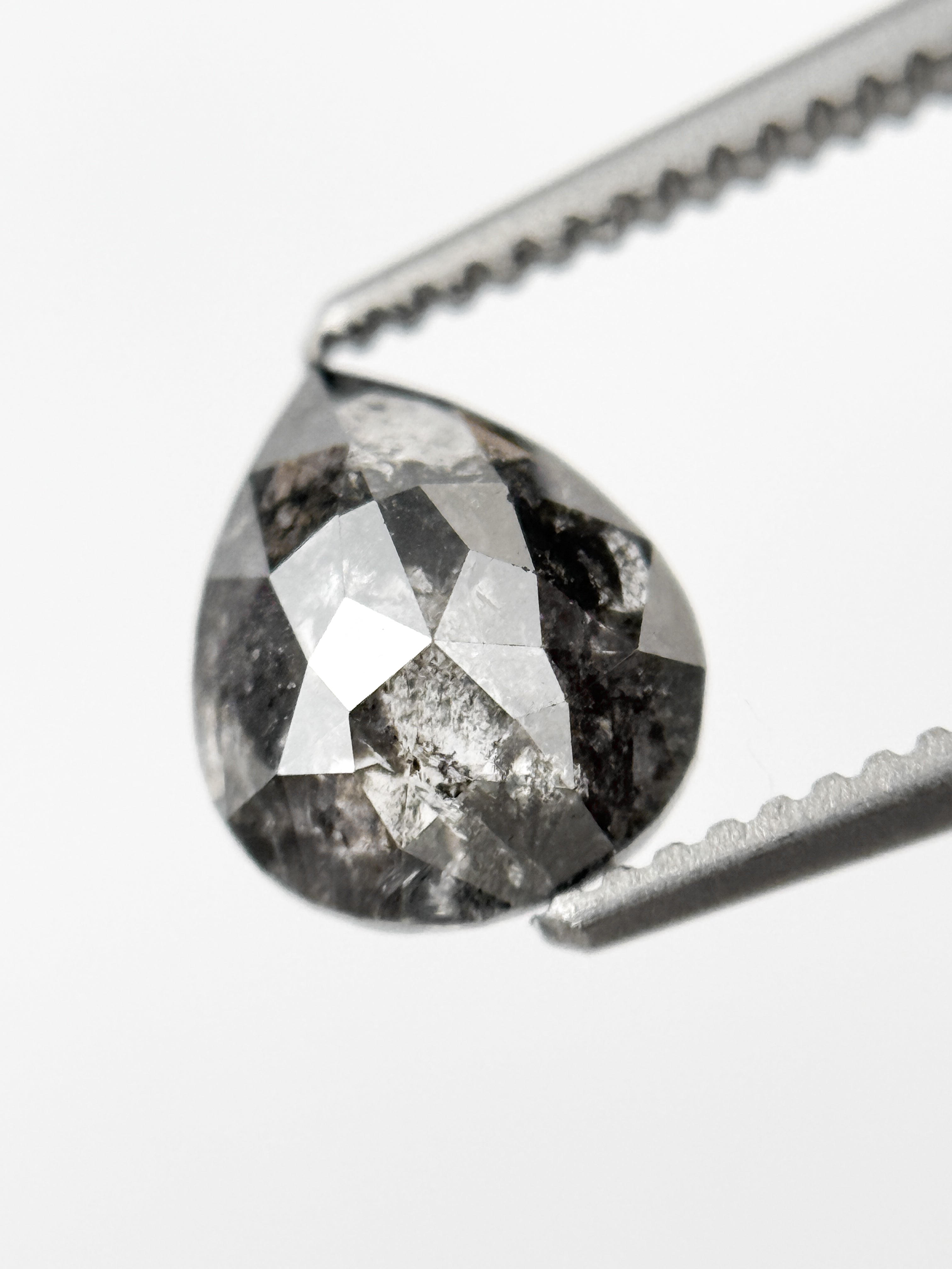 0.88 Ct Pear Rose Cut Grey Natural Galaxy Diamond