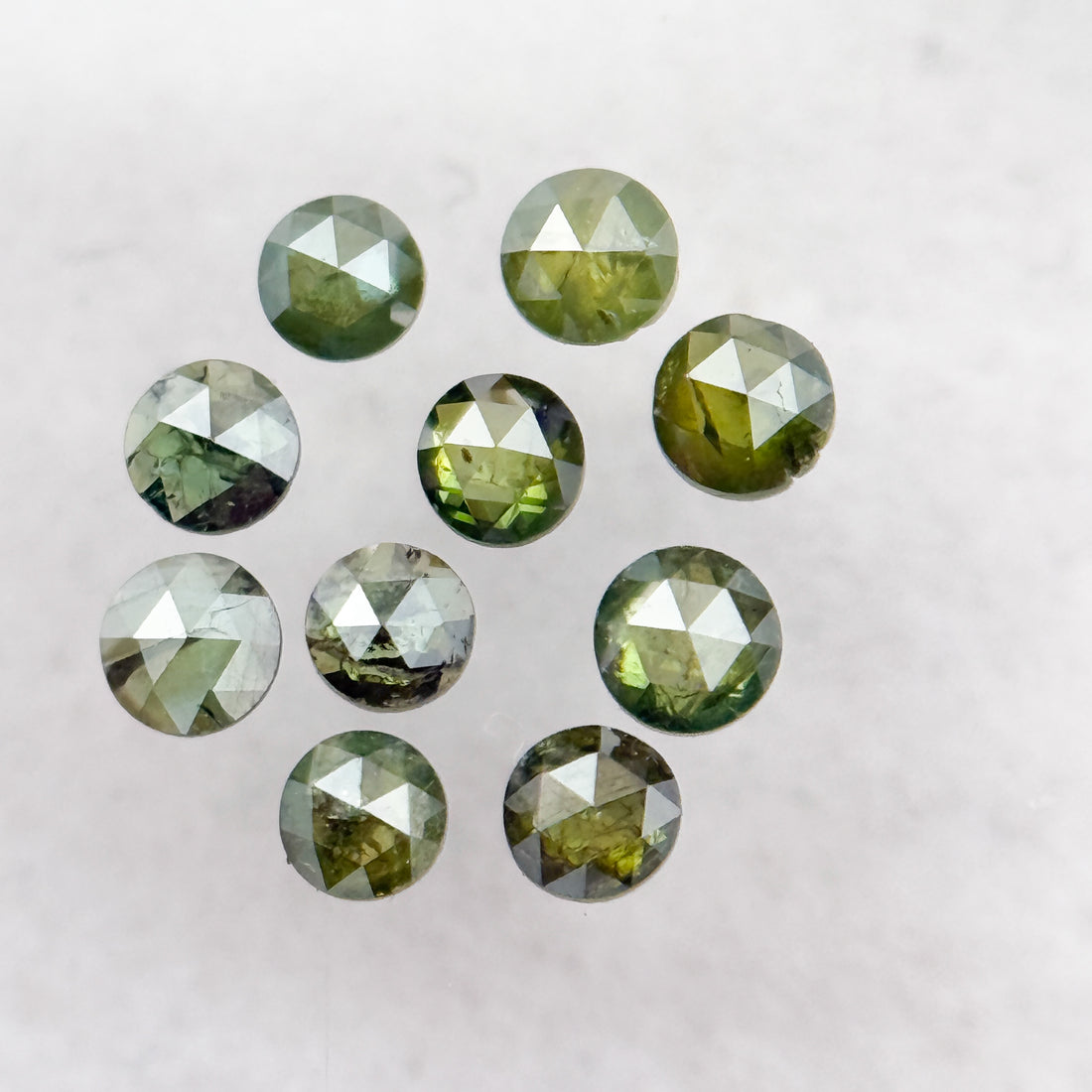 2.0 MM Round Rose Cut Green Natural Minimalist Diamond