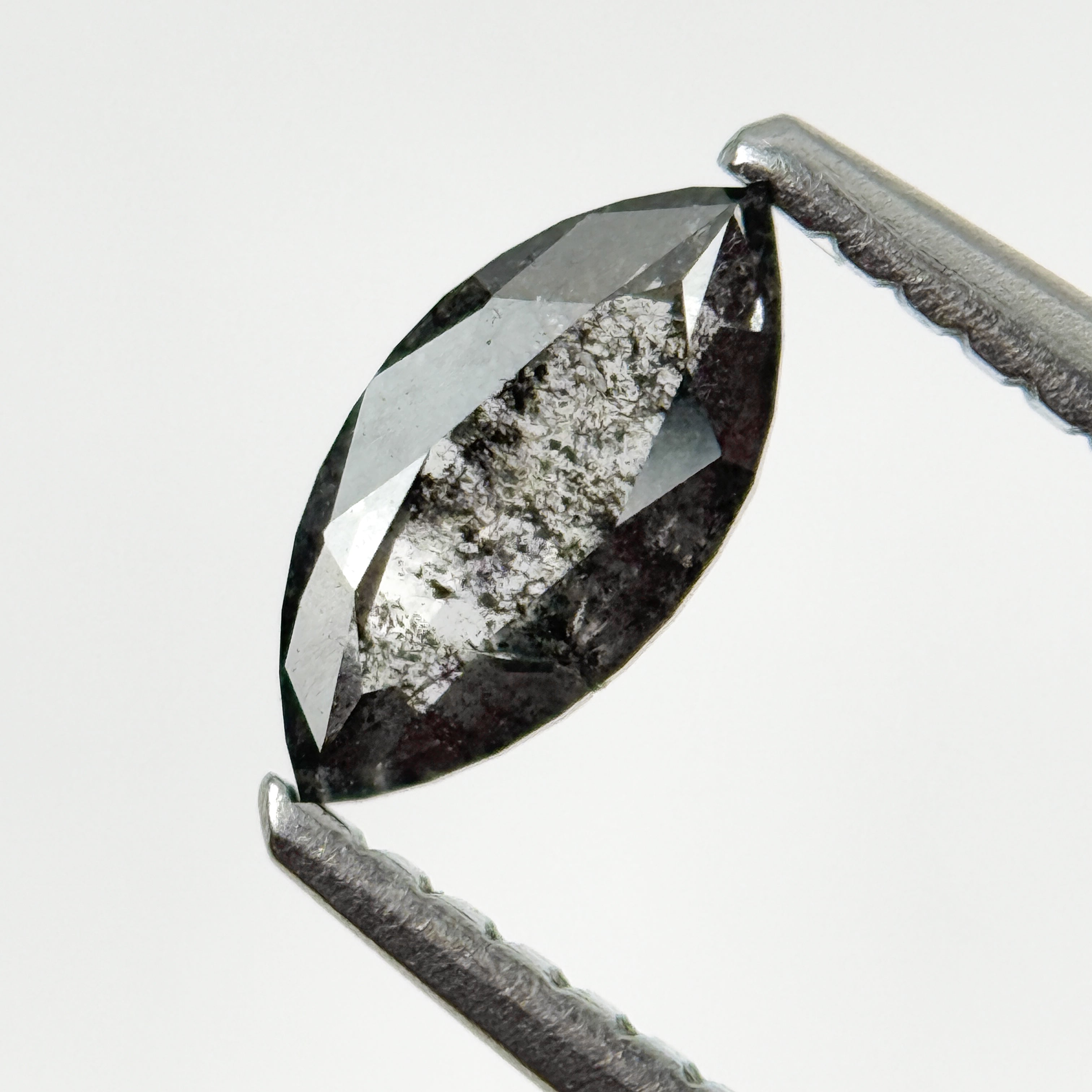 0.52 Ct Marquise Rose Cut Grey Natural Salt and Pepper Diamond