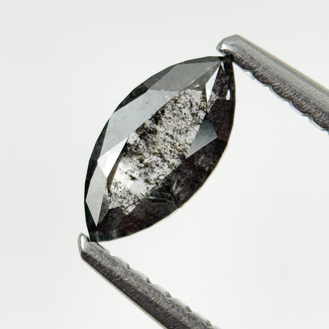 0.52 Ct Marquise Rose Cut Grey Natural Salt and Pepper Diamond